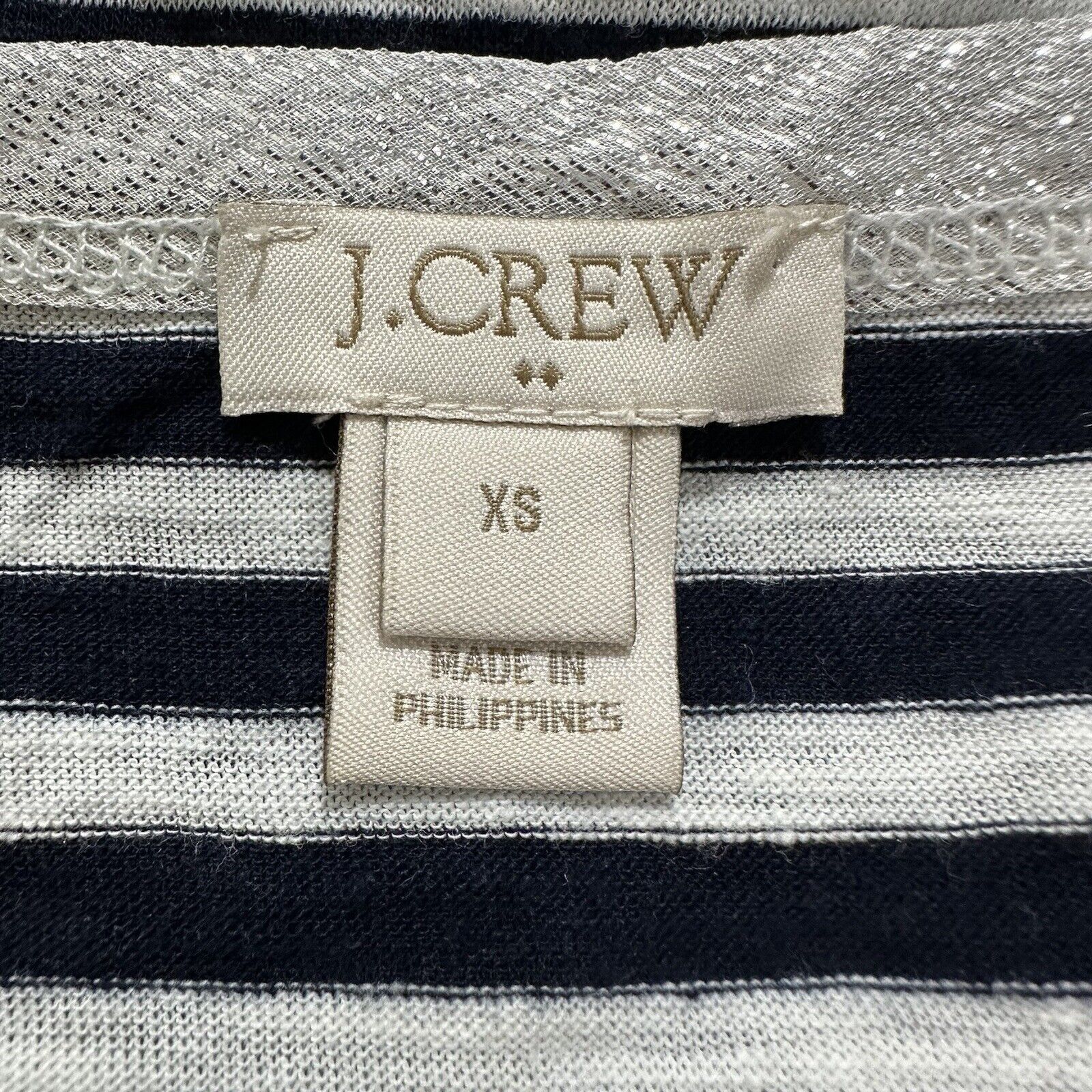 J.Crew J. Crew XS Blue White Striped T Shirt Glitter Crewneck Top Size XS / US 0-2 / IT 36-38 - 3 Thumbnail