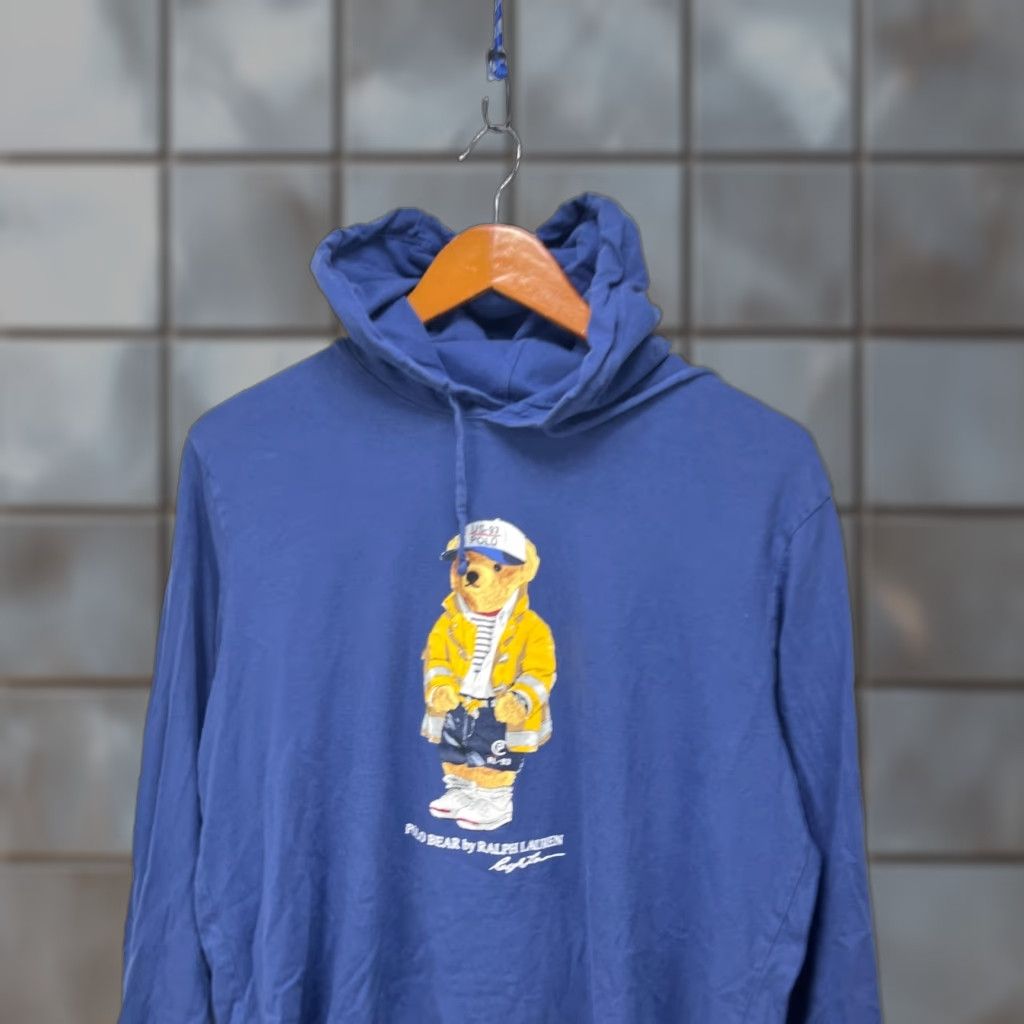 Polo Ralph Lauren VINTAGE Polo Bear By Ralph Lauren US-93 Hooded Long Sleeve Shirt M Blue Mens Polo Ralph Lauren Shirt M Blue VINTAGE Size US M / EU 48-50 / 2 - 1 Thumbnail