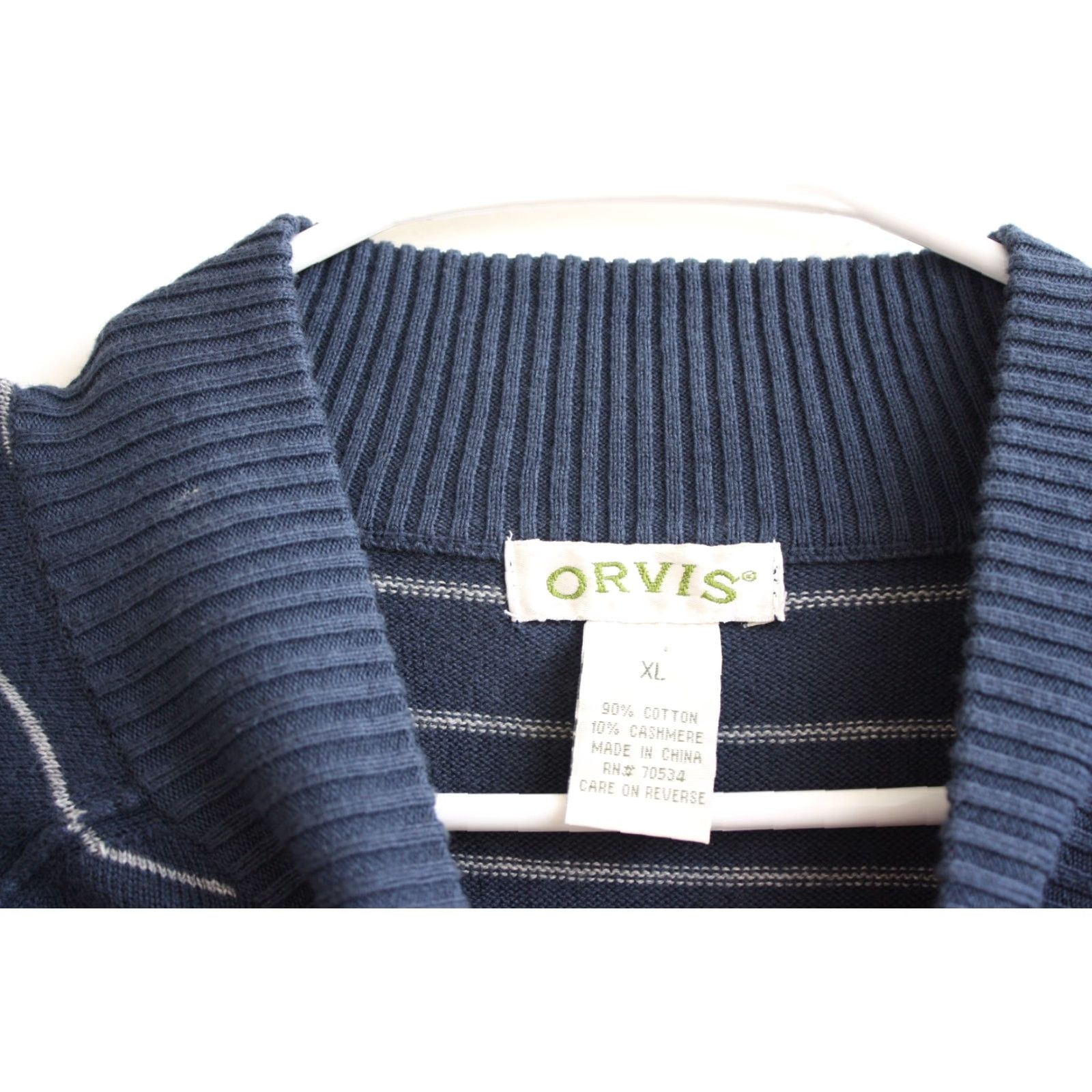 Orvis Orvis XL Cotton Cashmere Knit Striped Blue White Sweater Pullover Long Sleeve Mens Size US XL / EU 56 / 4 - 4 Thumbnail