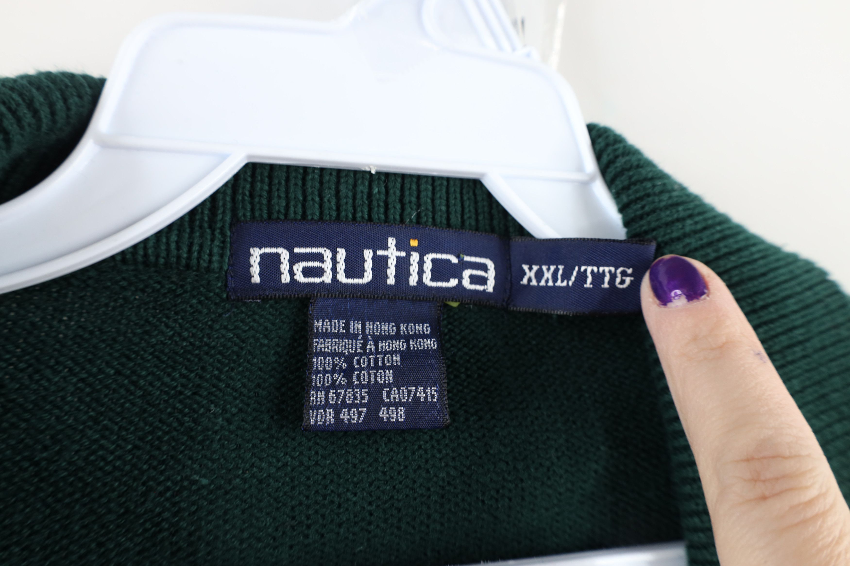 Nautica Vintage 90s Nautica Diamond Knit Collared Pullover Sweater Size US XXL / EU 58 / 5 - 4 Thumbnail