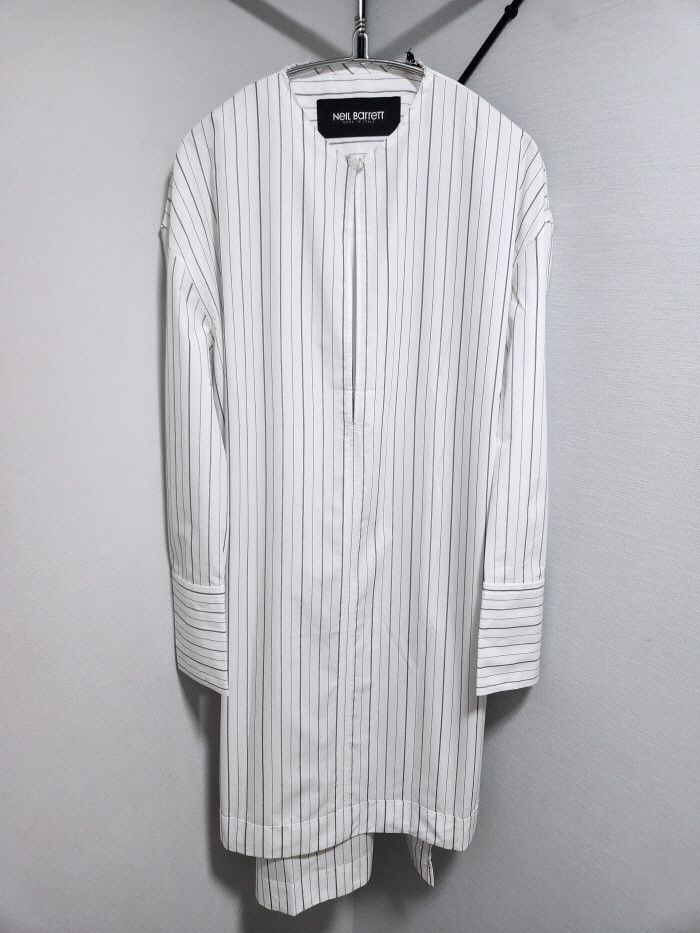 Neil Barrett NEIL BARRETT STRIPED MEN'S LOOSE FIT ASYMMETRIC DRESS Size S / US 4 / IT 40 - 1 Thumbnail