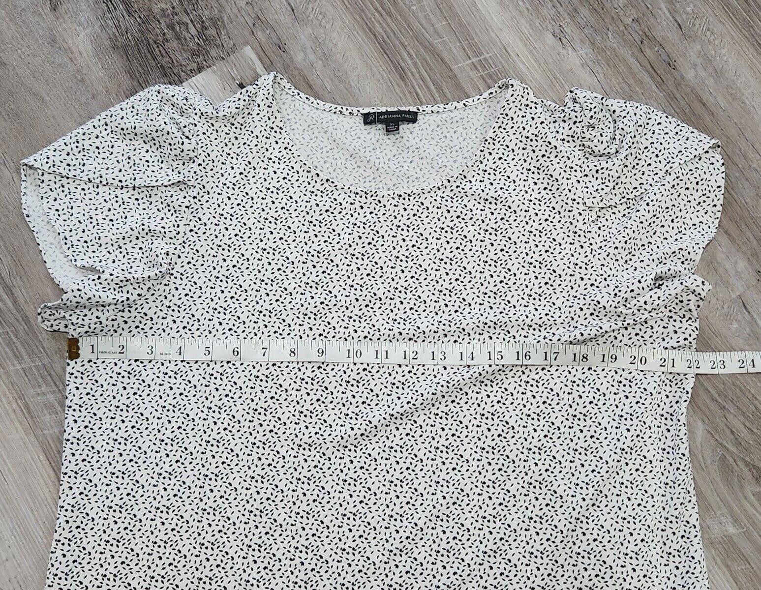 Designer Adrianna Papell Top XL Polka Dot Flutter SS Blouse White XL Size XL / US 12-14 / IT 48-50 - 6 Thumbnail