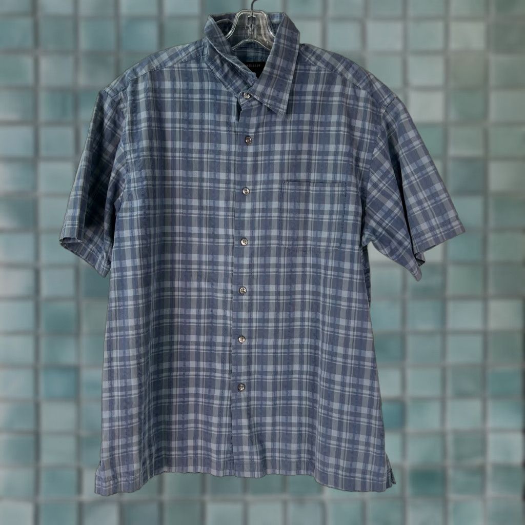 Van Heusen Van Heusen Mens Shirt Short Sleeves Plaid Button Front Blue Large Size US L / EU 52-54 / 3 - 1 Thumbnail