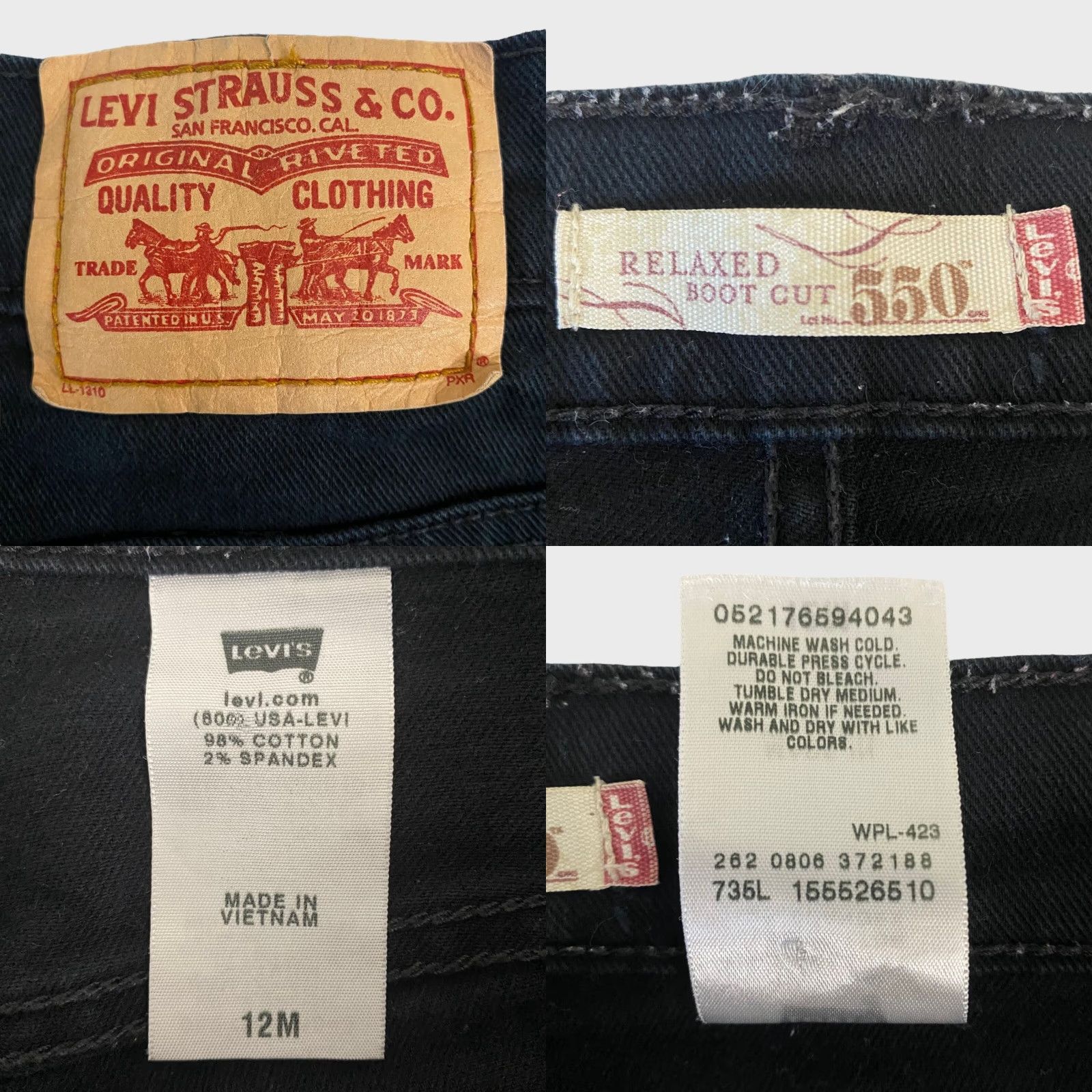 Levi's VINTAGE Levi's Jeans Bootcut 550 Women 12M Black Denim Relaxed Mid Rise 31in Inseam 5-Pocket Pockets Raw Hem Stretch Y2K Size 34" / US 12 / IT 48 - 8 Thumbnail