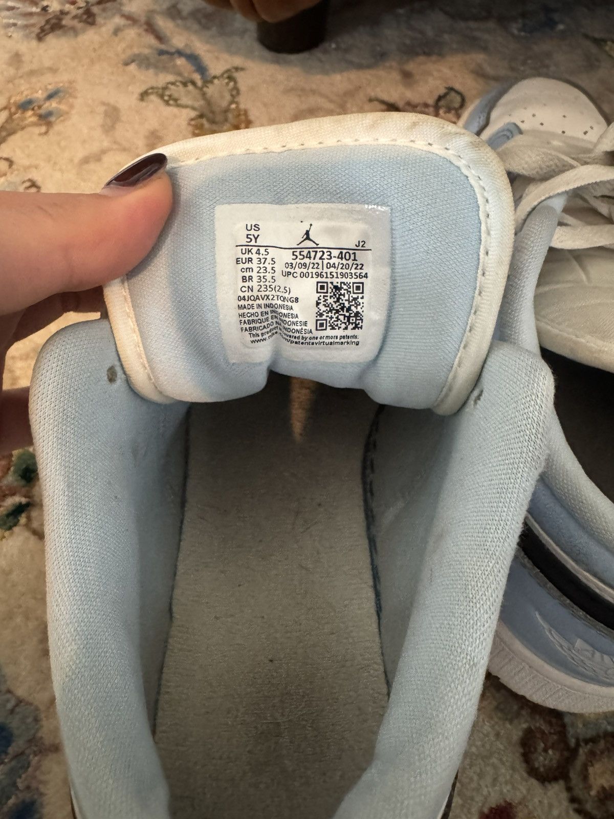 Nike Air Jordan 1 Low GS 'Ice Blue' Size US 6.5 / IT 36.5 - 6 Thumbnail