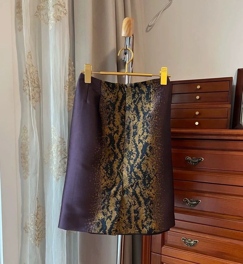 Dries Van Noten dries van noten size:38 Purple and gold patterned printed Size 31" - 2 Thumbnail