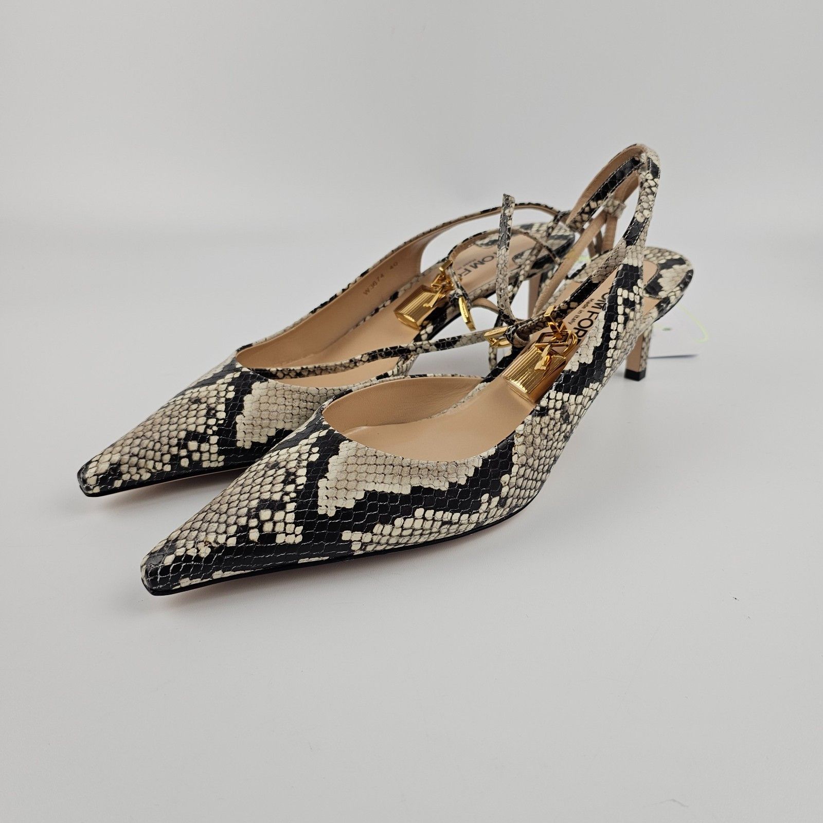 Tom Ford TOM FORD Padlock B/Blk Emb.Lthr. 55mm Pumps Size US 7 / IT 37 - 1 Thumbnail