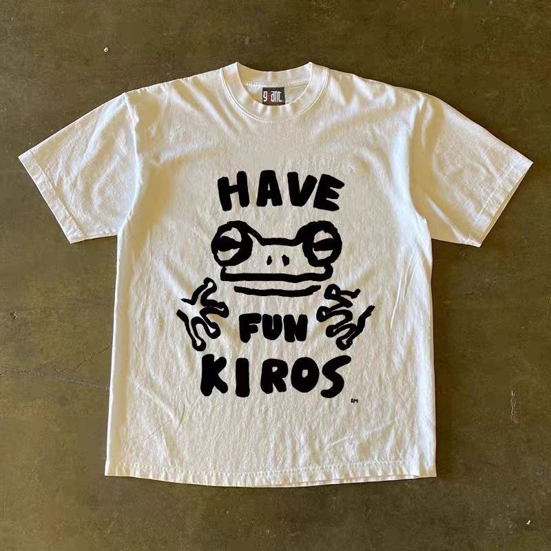 Vintage White Washed Vintage T-Shirt with Frog Print Size US M / EU 48-50 / 2 - 1 Thumbnail