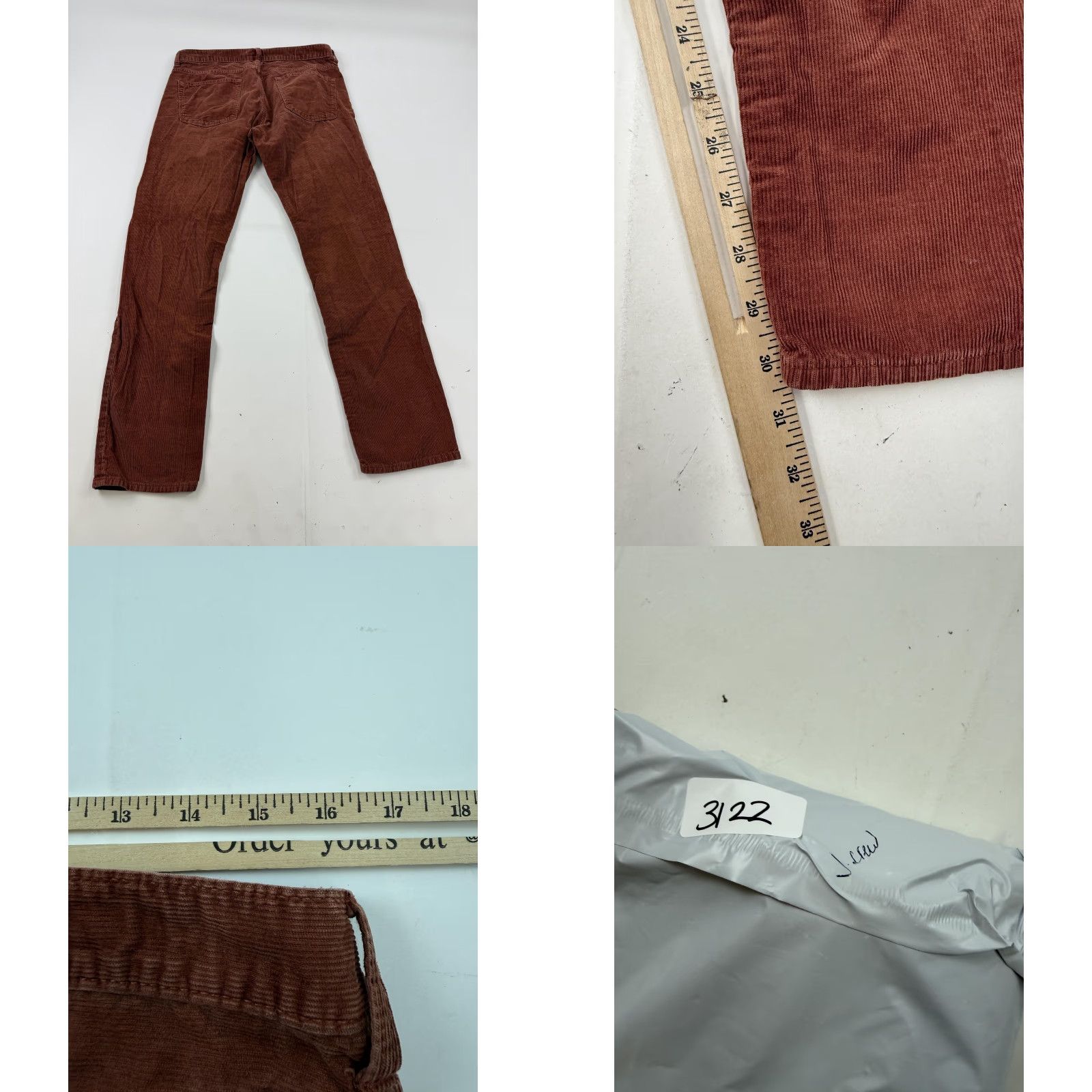 J.Crew J.CREW Pants Mens 33x30 Corduroy Slim Fit Chino 5-Pocket Brown Casual Size US 33 - 8 Thumbnail