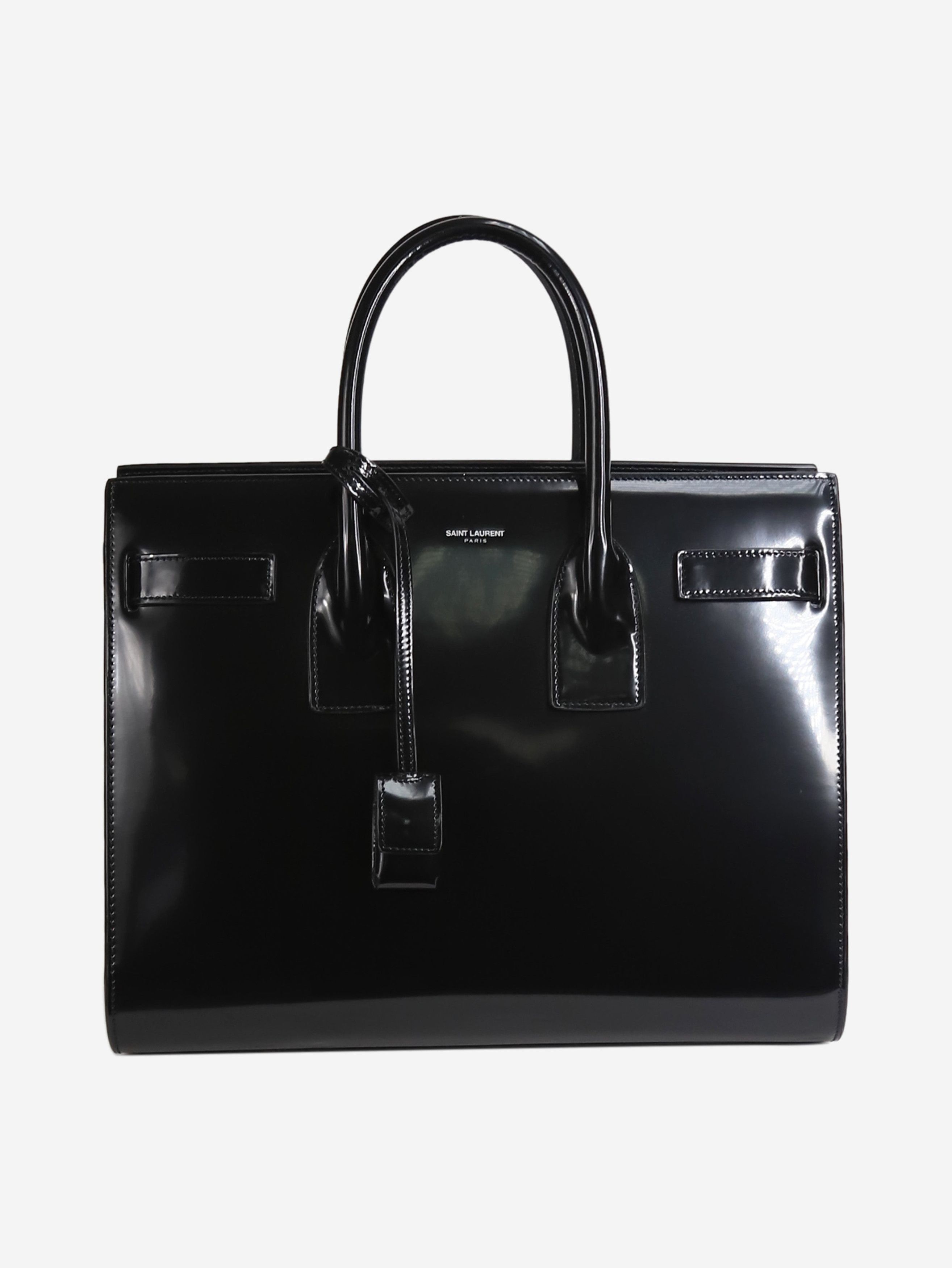 Black patent Sac De Jour bag