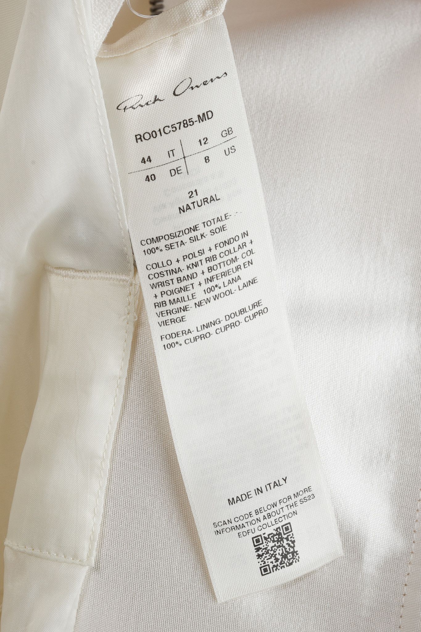 Rick Owens Rick Owens SS/23 Runway Peter Flight Natural Silk Bomber Size M / US 6-8 / IT 42-44 - 10 Thumbnail