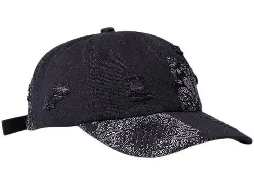 VIBE Y2k paisley bandana patchwork distressed cap baseball Size ONE SIZE - 6 Thumbnail