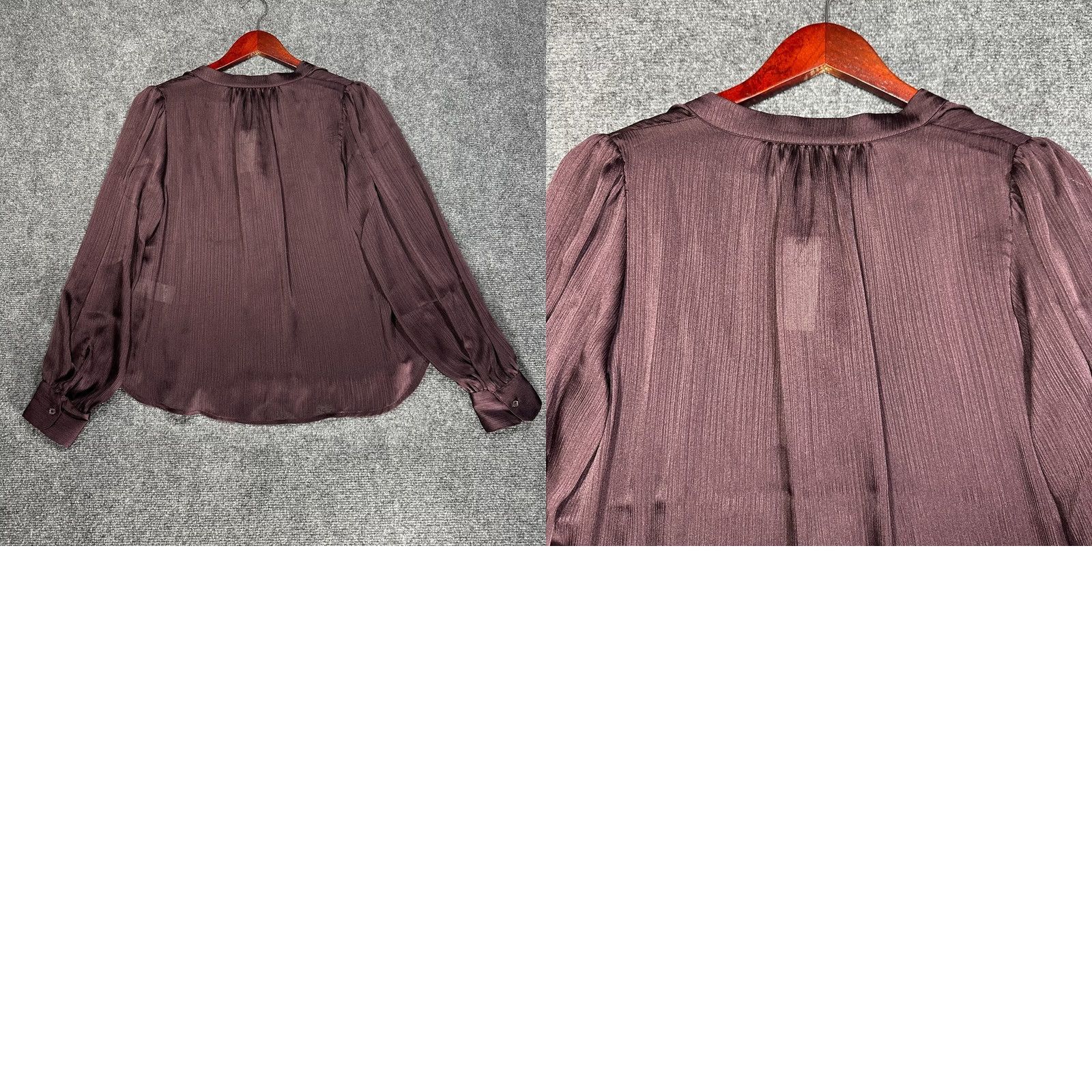Banana Republic VINTAGE Banana Republic Top Womens XS Blouse Dark Purple Shirred Hidden Buttons NEW Size XS / US 0-2 / IT 36-38 - 8 Thumbnail