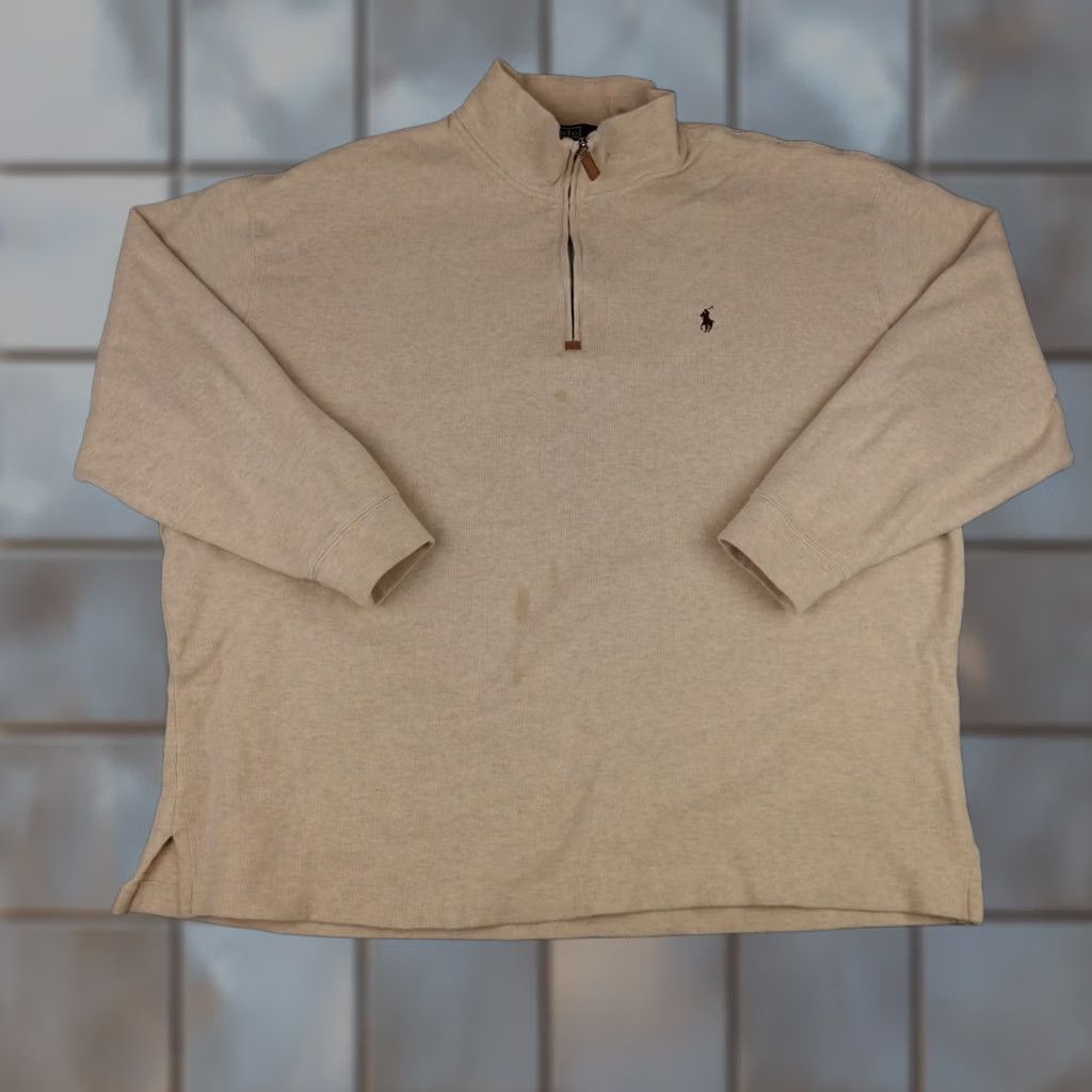 Polo Ralph Lauren Polo Ralph Lauren Sweater Mens Big 2X Brown Pullover 1/4 Zip Preppy Casual Knit Mock Neck Size US XXL / EU 58 / 5 - 1 Thumbnail