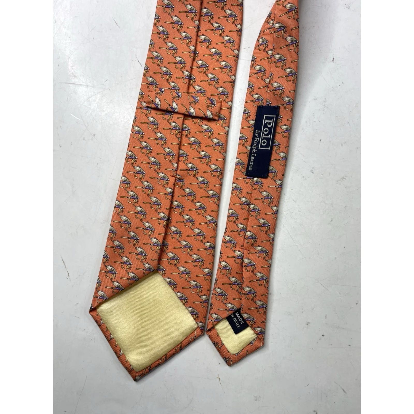 Polo Ralph Lauren VINTAGE Polo Ralph Lauren Tie Men's Silk Orange Fly Fishing Lures Classic 57"-60" w Logo Adjustable Designer Handmade Satin? Size US M / EU 48-50 / 2 - 2 Thumbnail