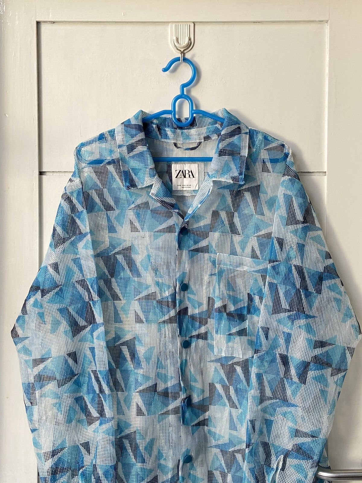 Zara ZARA Blue Striped Mesh Shirt Size US L / EU 52-54 / 3 - 11 Thumbnail