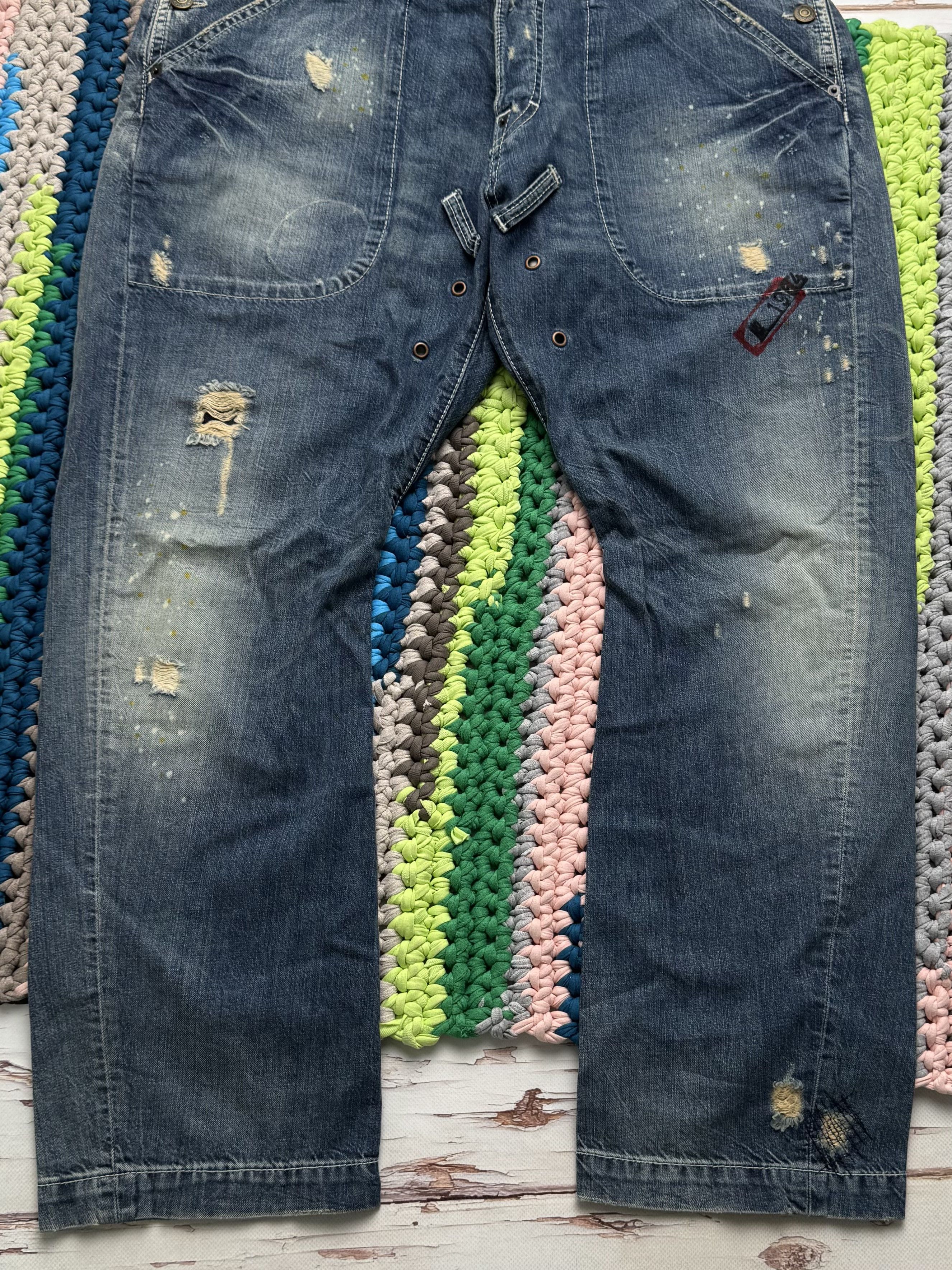 Dsquared2 Disquared2 Distressed Jeans Straight Leg Paint Splatter Y2K Size US 34 / EU 50 - 3 Thumbnail
