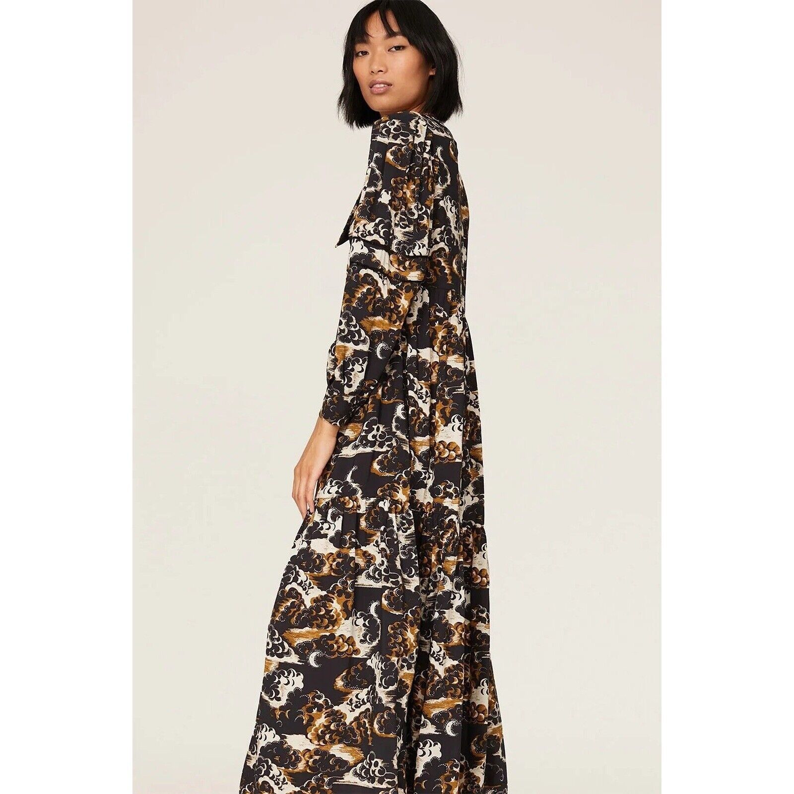 Scotch & Soda rtr Scotch & soda small rust black floral Long Sleeve dress Size S / US 4 / IT 40 - 3 Thumbnail