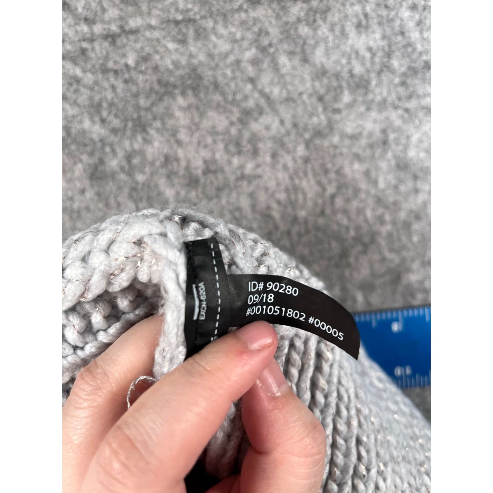 Express Express Beanie Toque Womens One Size Gray Knit Acrylic Blend Sparkly Ski Pom Beanie Winter Outdoor Hats Mens Womens Size ONE SIZE - 8 Thumbnail