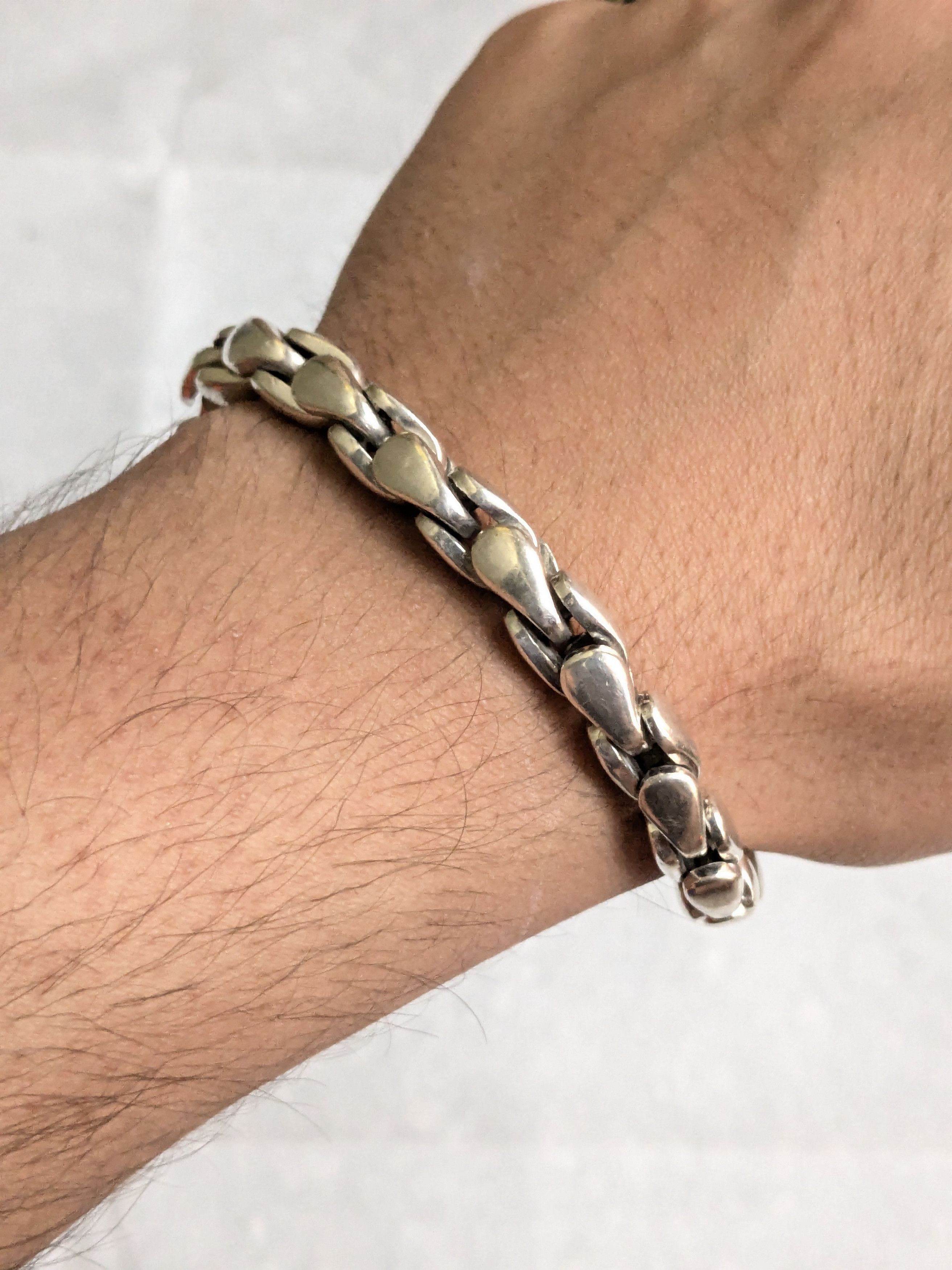 Jewelry Vintage Sterling Silver Bracelet Box Link Wheat Foxtail 6.5" Size ONE SIZE - 13 Thumbnail