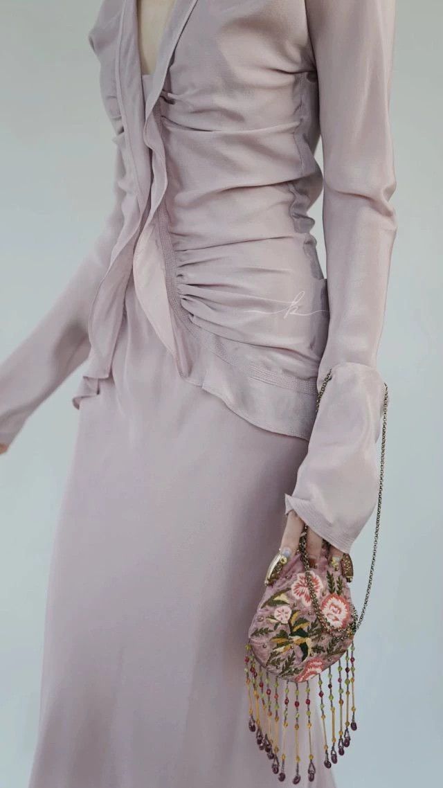 Yves Saint Laurent YSL by Tom Ford 03 Fall Silk Lilac Pink Dress Size S / US 4 / IT 40 - 5 Thumbnail
