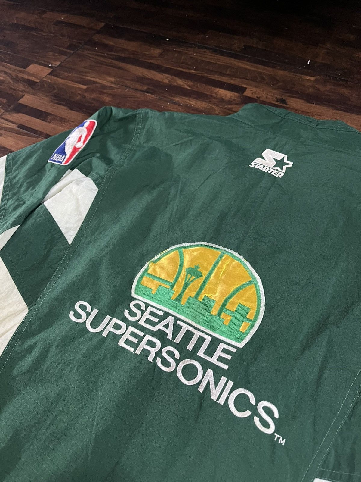 Starter Vintage 90's Starter Seattle Sonics Supersonics Jacket NBA Size US XL / EU 56 / 4 - 8 Thumbnail