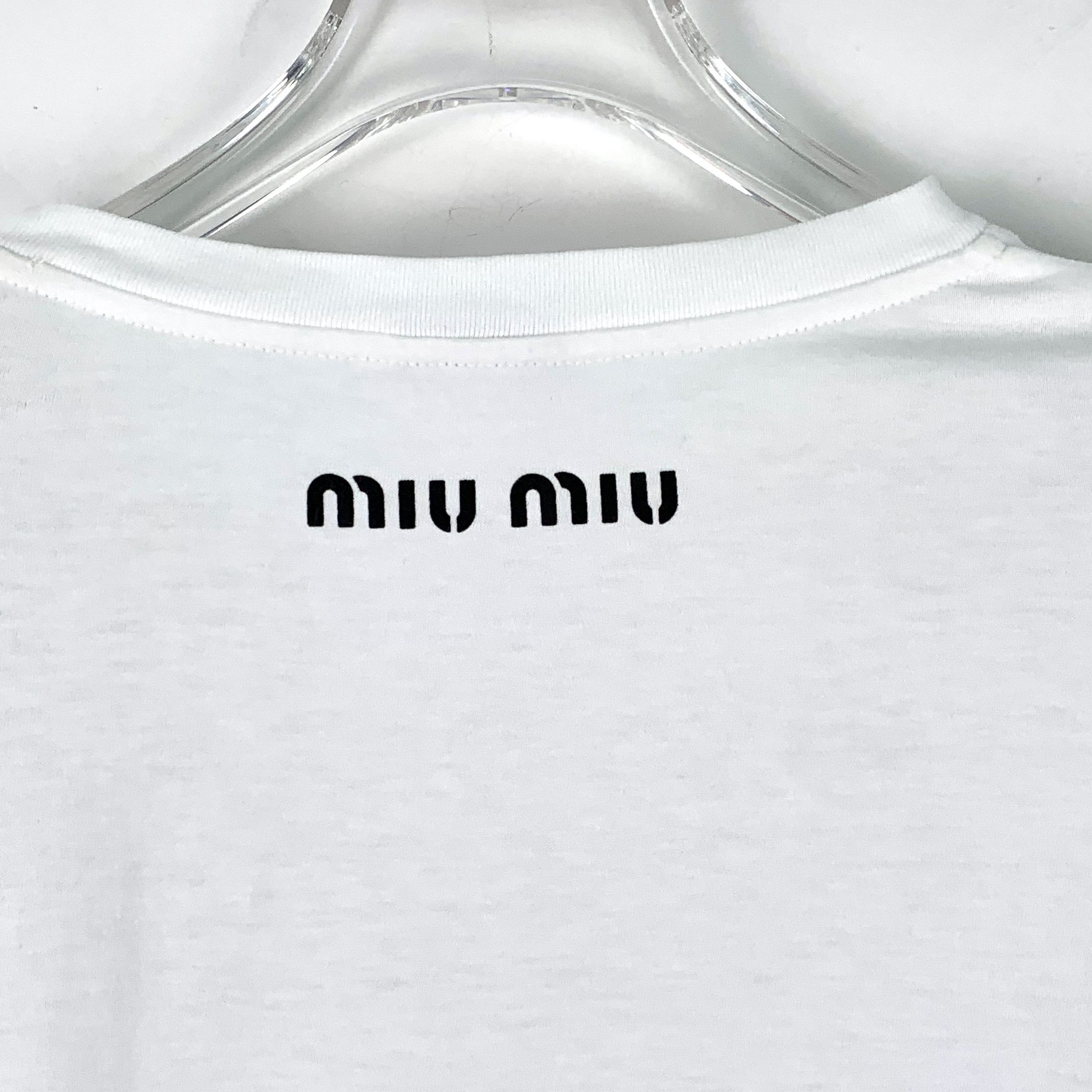 Miu Miu Miu Miu Sequin Stripe Tee White (Size S) Size S / US 4 / IT 40 - 8 Thumbnail