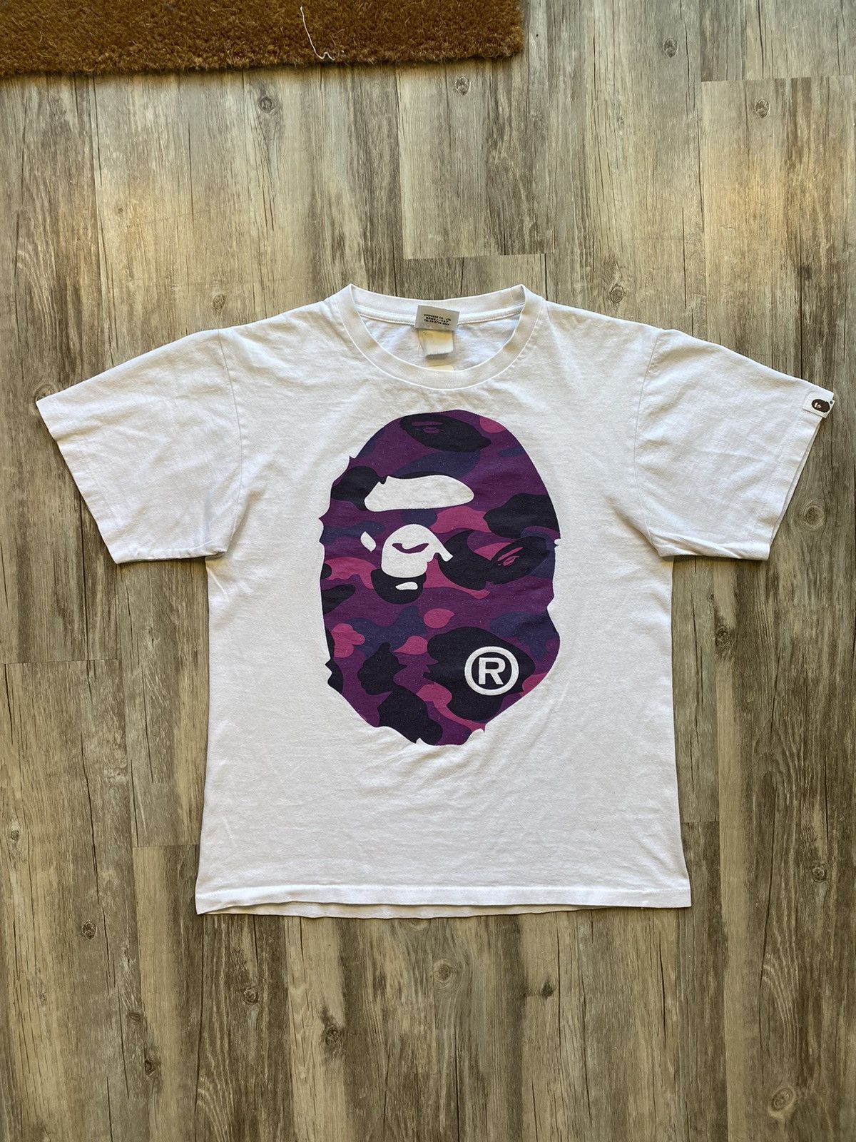Bape Bape Purple Ape Camo Head Double Sided Graphic Tshirt | Grailed