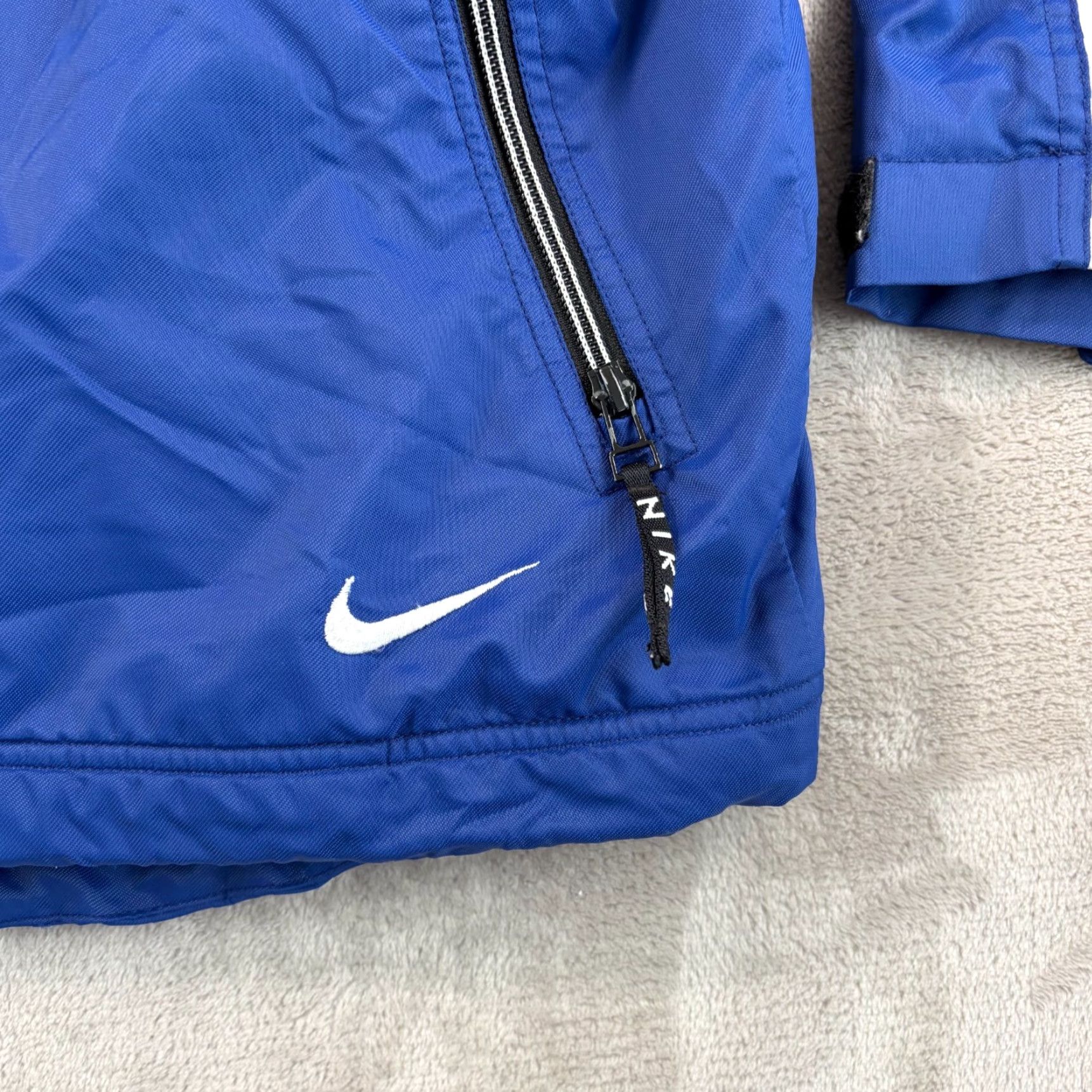 Nike VINTAGE Nike Jacket Mens XL Blue Full Zip Fleece Lined 90s Swoosh Logo Jacket Size US L / EU 52-54 / 3 - 3 Thumbnail