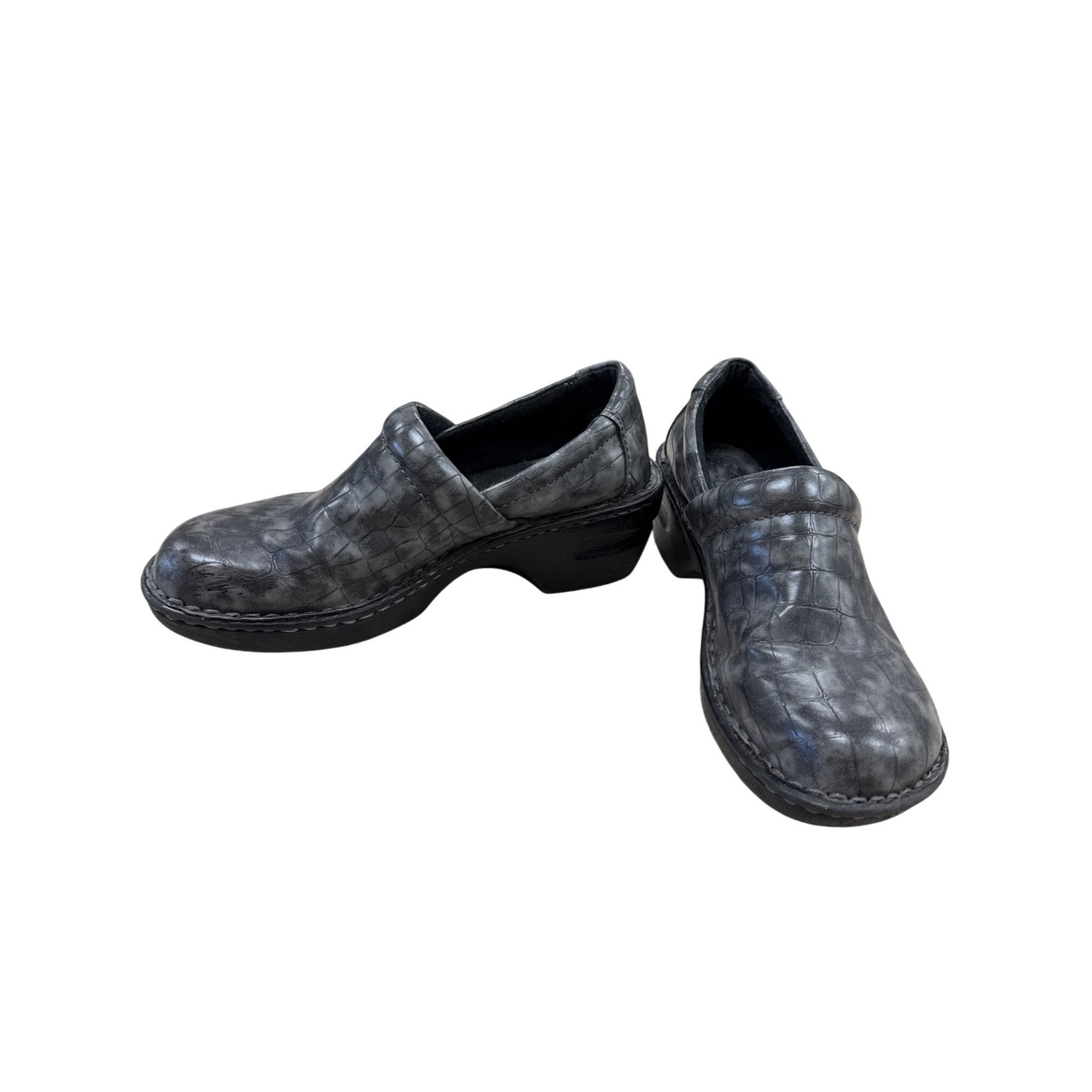 Boc B.O.C Womens Gray Croc-Embossed Clogs Mules Size 7 SKU 7182 Size US 7 / IT 37 - 2 Thumbnail