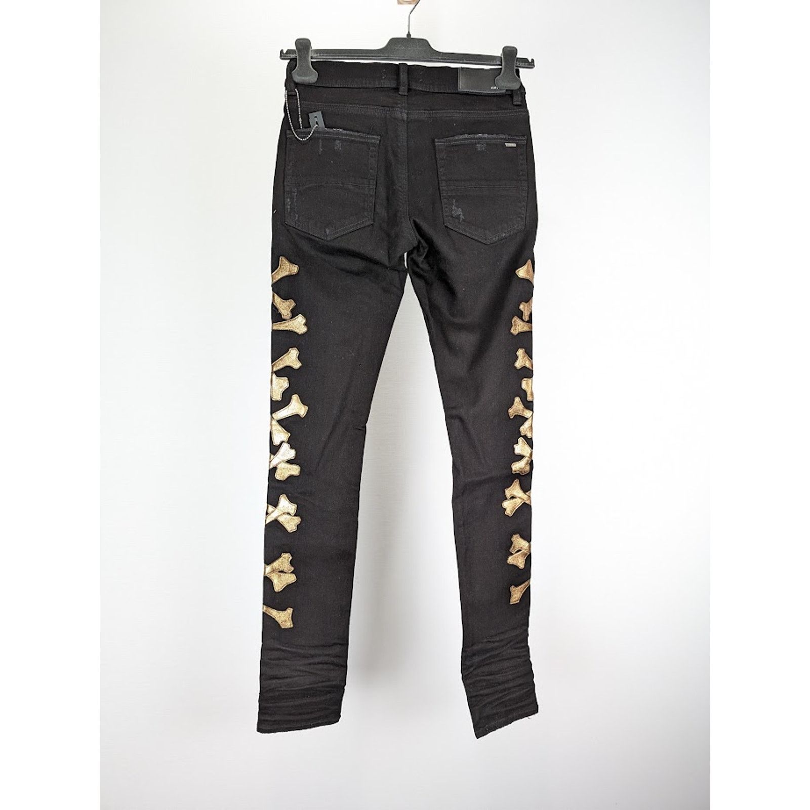 Amiri o1rshd1 Bones Jeans in Black/Gold Size US 31 - 11 Thumbnail