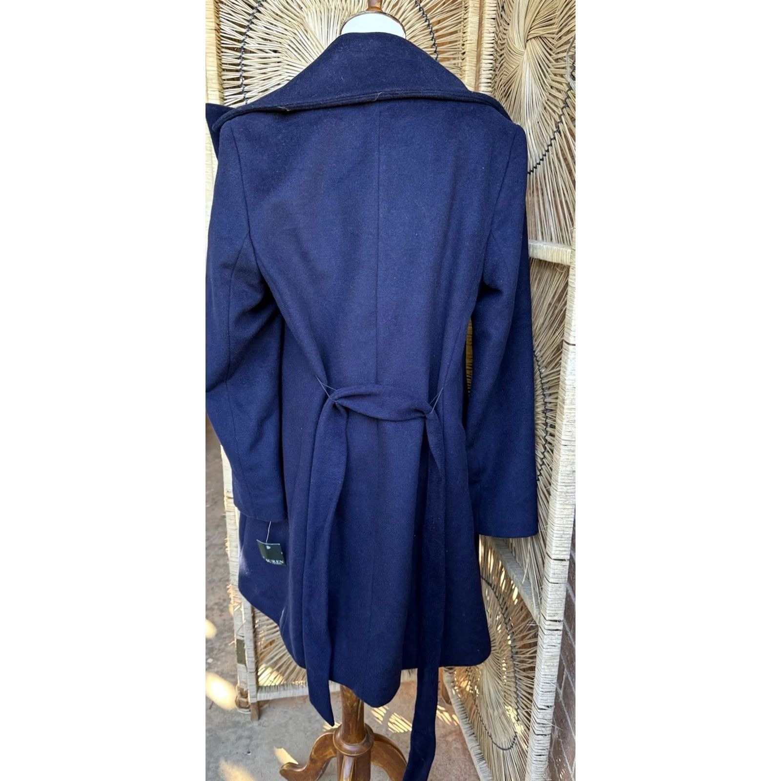 Ralph Lauren Ralph Lauren Coat Women's Wool Blend Navy Tie Wrap Lined Nwt 10 Wool Blend Shawl Collar Classic Size L / US 10 / IT 46 - 6 Thumbnail