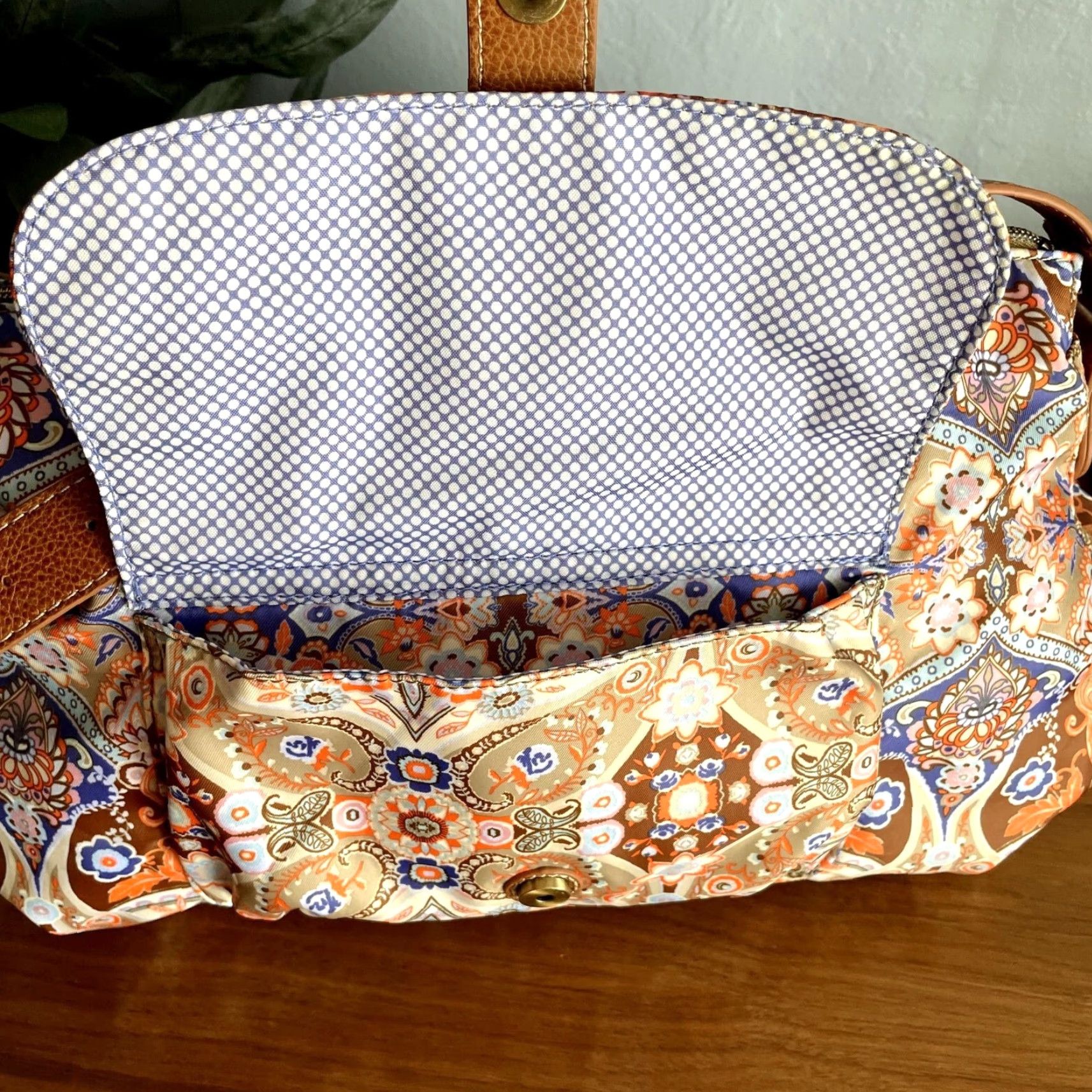 Oilily Oilily Shoulder Bag Womens Tan Mosaic Fig Summer Nylon Front Pocket Zipper New without tags Size ONE SIZE - 7 Thumbnail