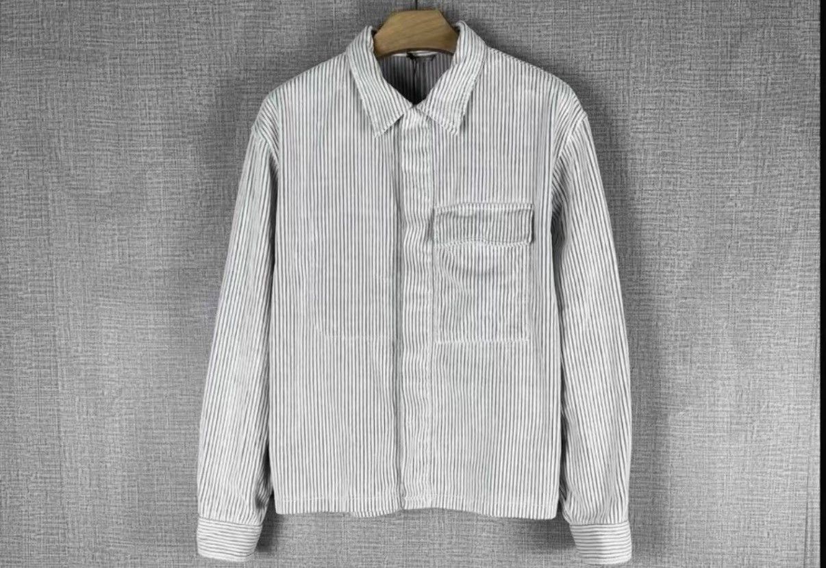 Dior White Striped Long Sleeve Button-Up Shirt Size US M / EU 48-50 / 2 - 1 Thumbnail