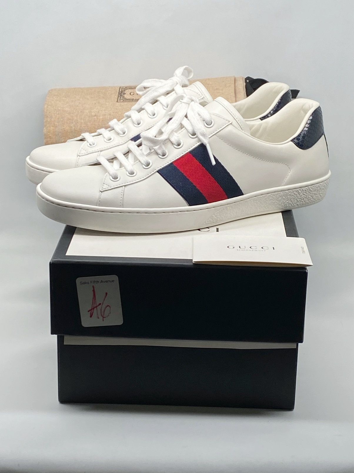 Gucci Gucci New Ace Leather Sneakers size 8.5/us size 9.5 Size US 9.5 / EU 42-43 - 10 Thumbnail
