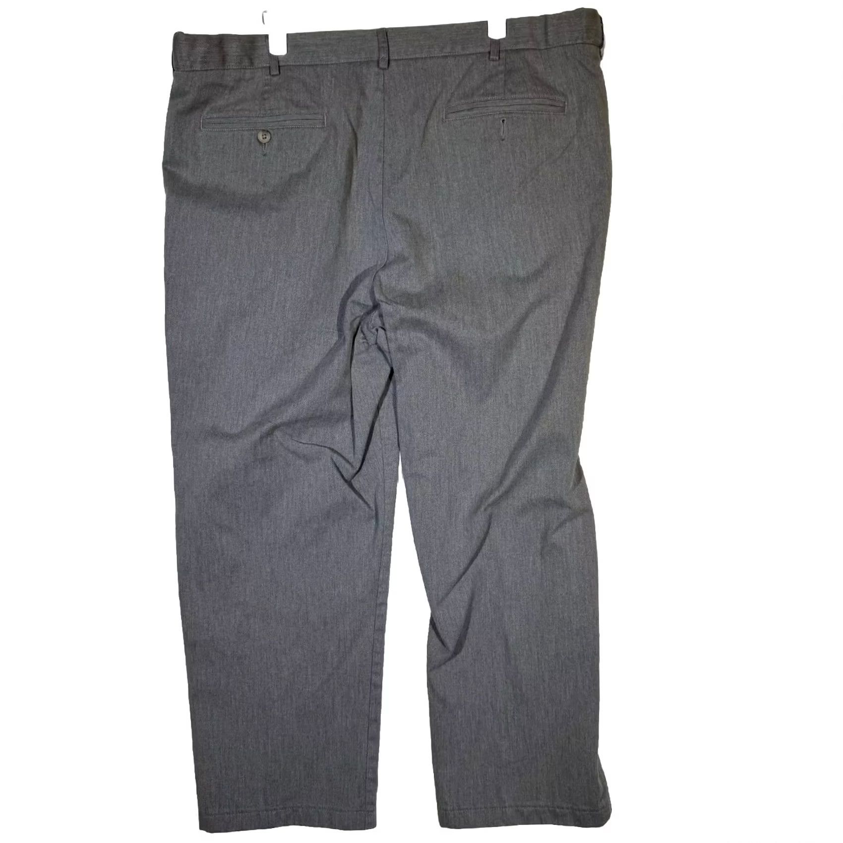 Lands' End Lands' End Men's Gray 100% Cotton Straight-Leg Pants, Size 42 — Classic Dress Pants, Regular Fit, Flat Front, Breathable, Machine Washable Size US 42 / EU 58 - 2 Thumbnail
