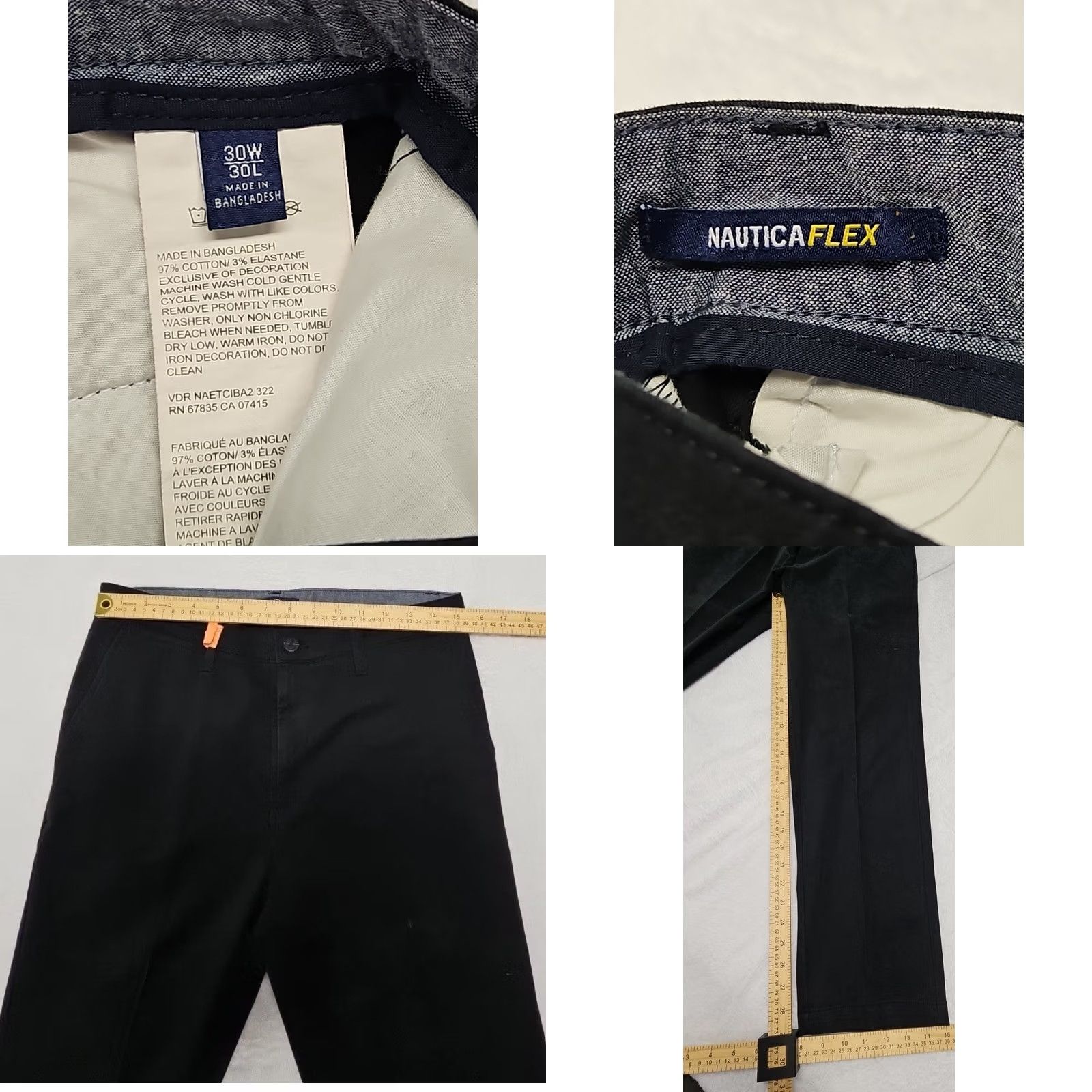 Nautica Nautica Black Stretch Pants Classic Fit Men 30x30 Chino Cotton Casual) Size US 30 / EU 46 - 8 Thumbnail