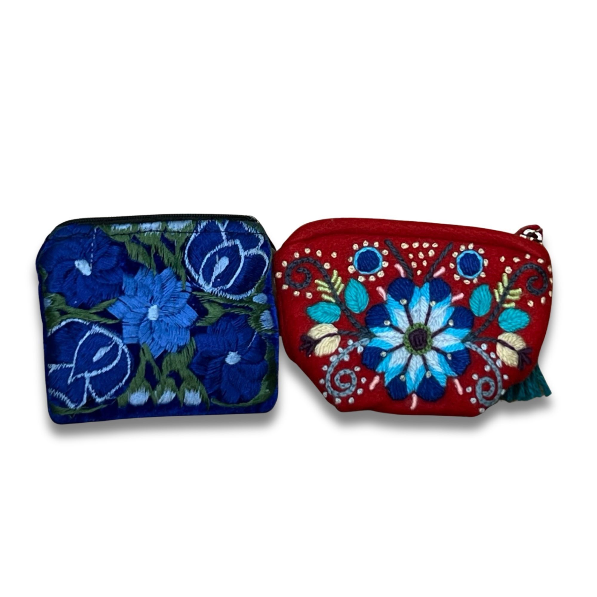 Handmade Handmade Embroidered Coin Purses With Floral Designs - Red & Size ONE SIZE - 2 Thumbnail
