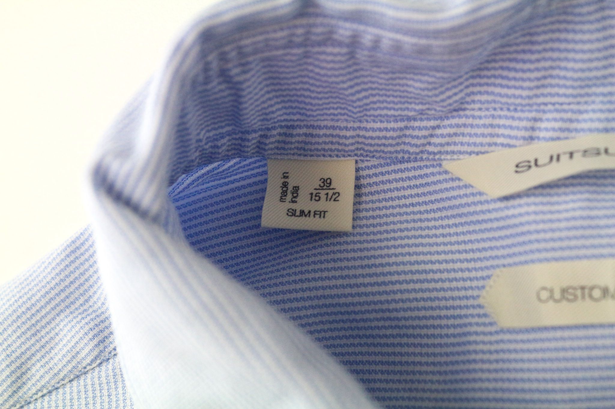 Suitsupply 39/15 1/2 Slim Blue Striped Cotton Shirt 75171 Size US M / EU 48-50 / 2 - 5 Thumbnail