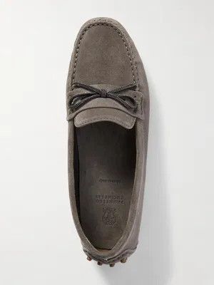 Brunello Cucinelli o1y0725 Leather Loafers in Taupe Gray Size US 8 / IT 38 - 3 Thumbnail