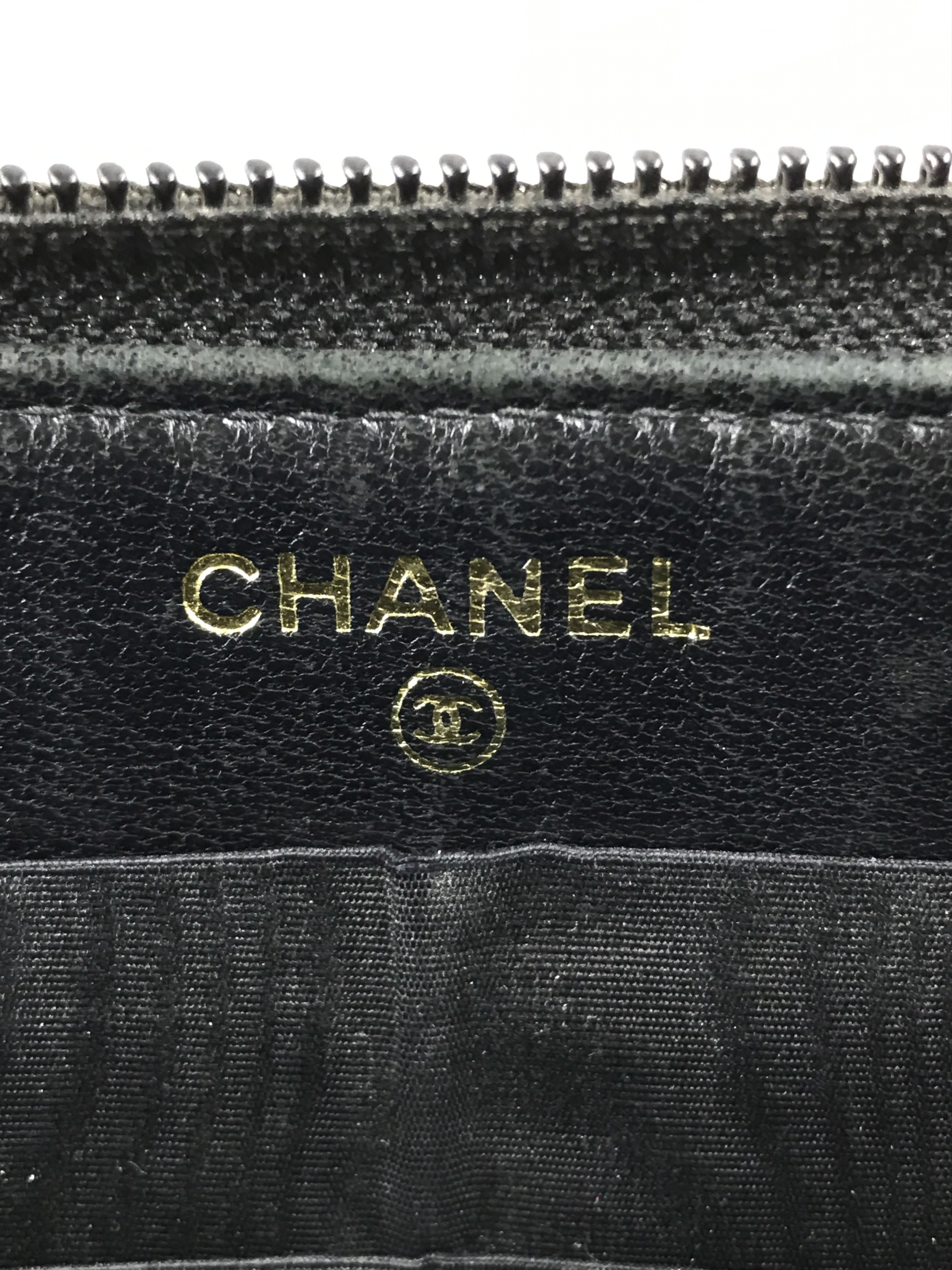 Chanel Vintage Chanel Black Caviar CC Logo Zip Around Long Wallet Size ONE SIZE - 10 Thumbnail