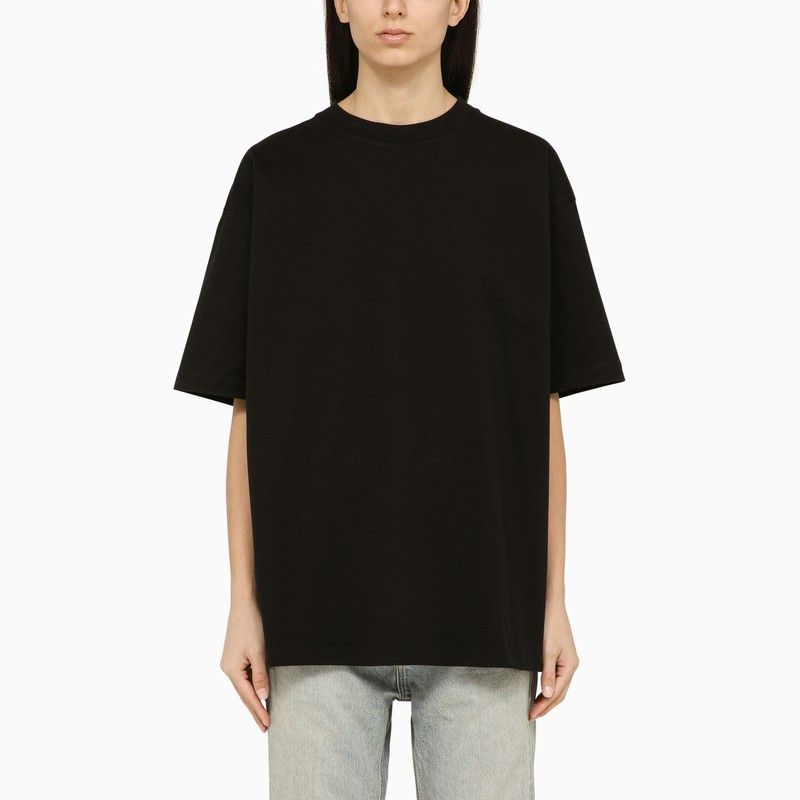 image of Balenciaga Black Crew-Neck T-Shirt With Logo, Women's (Size XS)