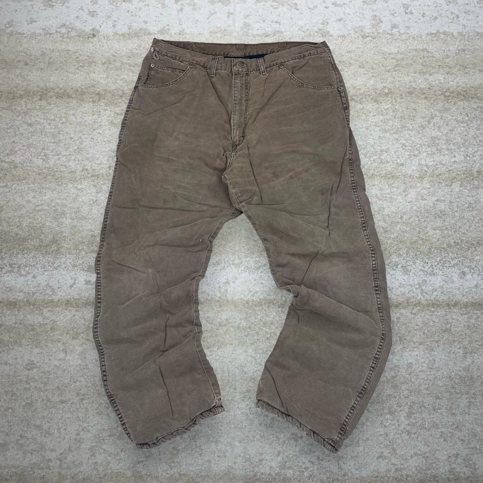Wrangler Vintage 90s Fleece Lined Wrangler Jeans 38x30 Straight Brown Size US 38 / EU 54 - 2 Thumbnail