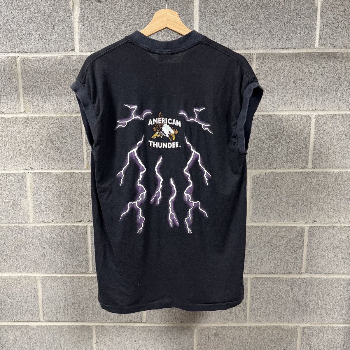 Vintage American Thunder Biker Girl Tank ERD Grunge Chrome Faded Size US XL / EU 56 / 4 - 5 Thumbnail