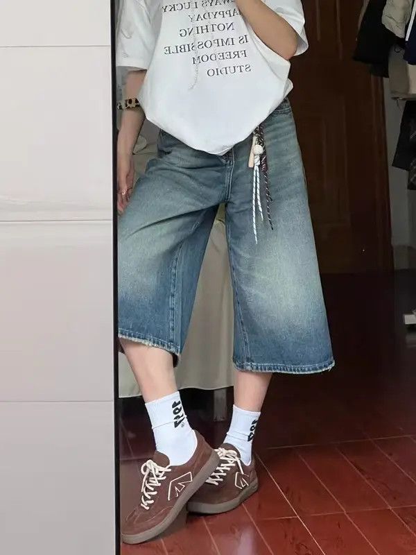 Japanese Brand VIBE Blue street washed vintage distressed denim shorts y2k Size US 32 / EU 48 - 3 Thumbnail