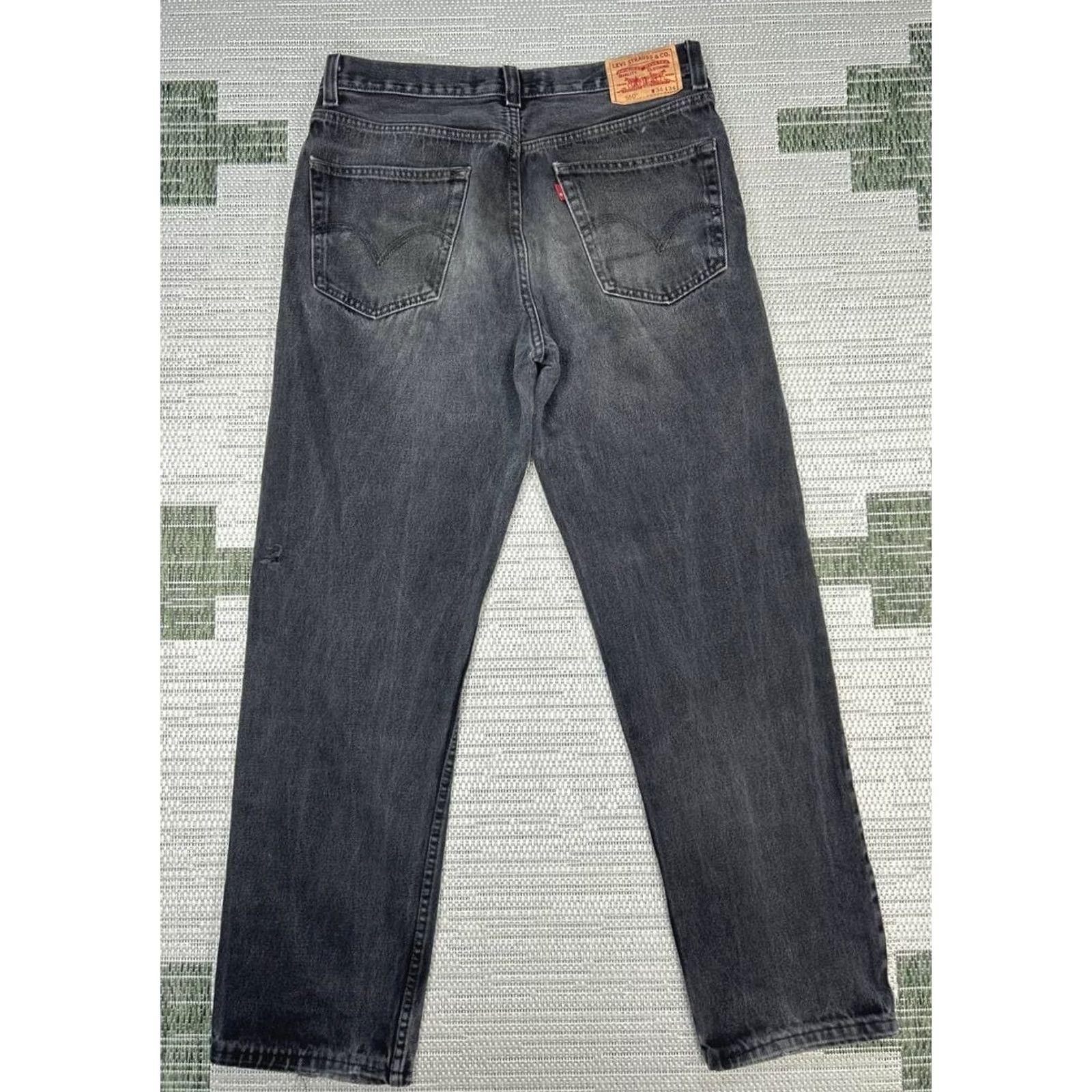 Levi's Levi's 505 Jeans Straight Denim Cotton Dark Wash Gray Mens 34x32 Reg Button Zip 5-Pocket Size US 34 / EU 50 - 2 Thumbnail