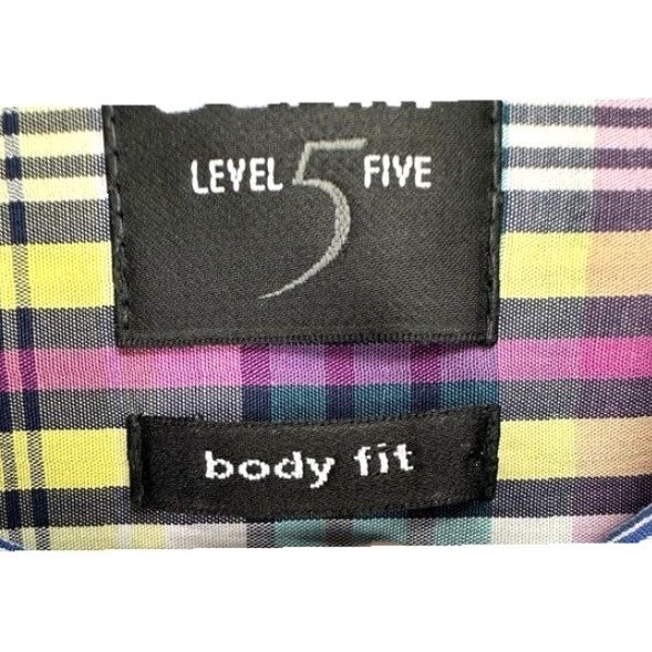 Vintage Olymp Level Five Dress Shirt Mens 15.3-4 40 Multi Plaid Body Fit Button Up Size 42R - 6 Thumbnail
