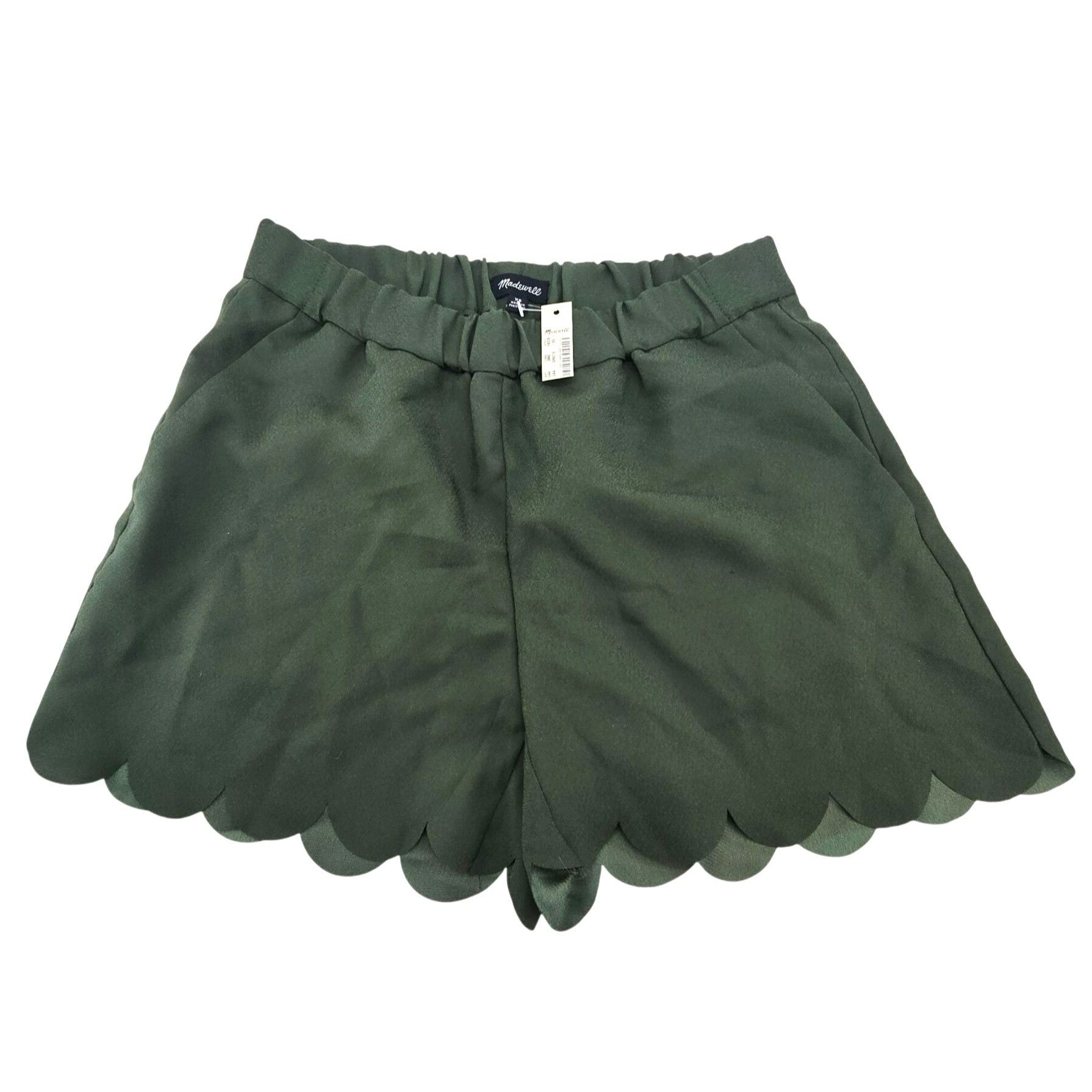Madewell Madewell Womens Scalloped Hem Green Shorts with Pockets Size Size 25" / US 0 / IT 36 - 1 Thumbnail