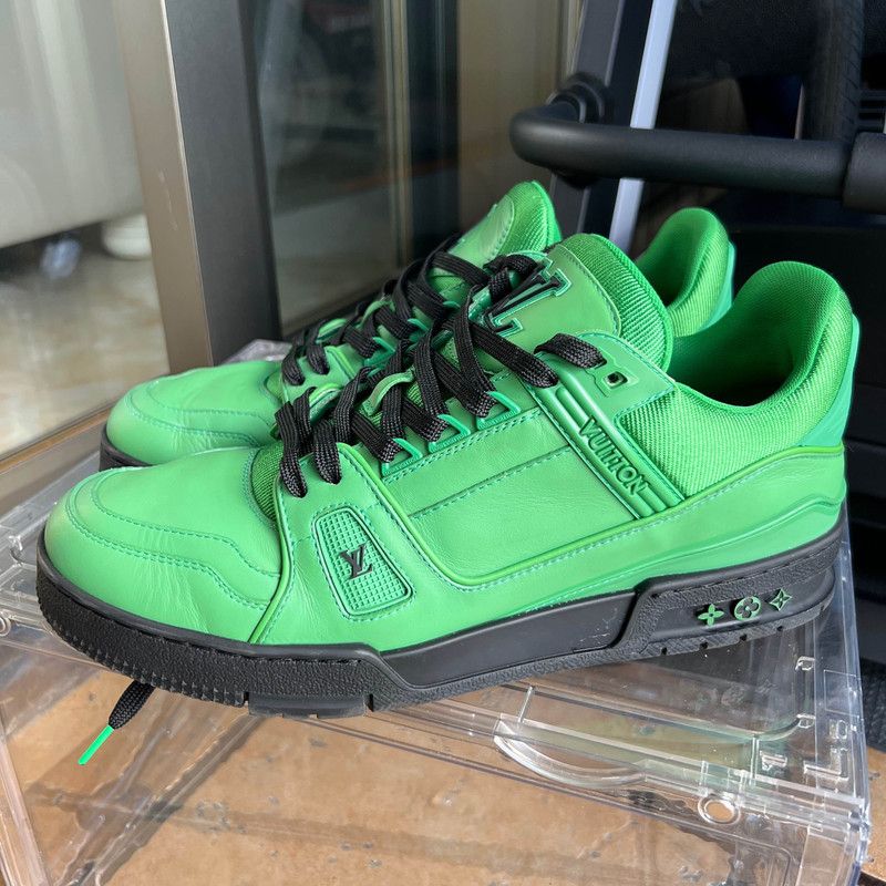 Louis Vuitton Louis Vuitton Green Low-Top Trainer Sneakers 0079 Size US 10 / EU 43 - 1 Thumbnail
