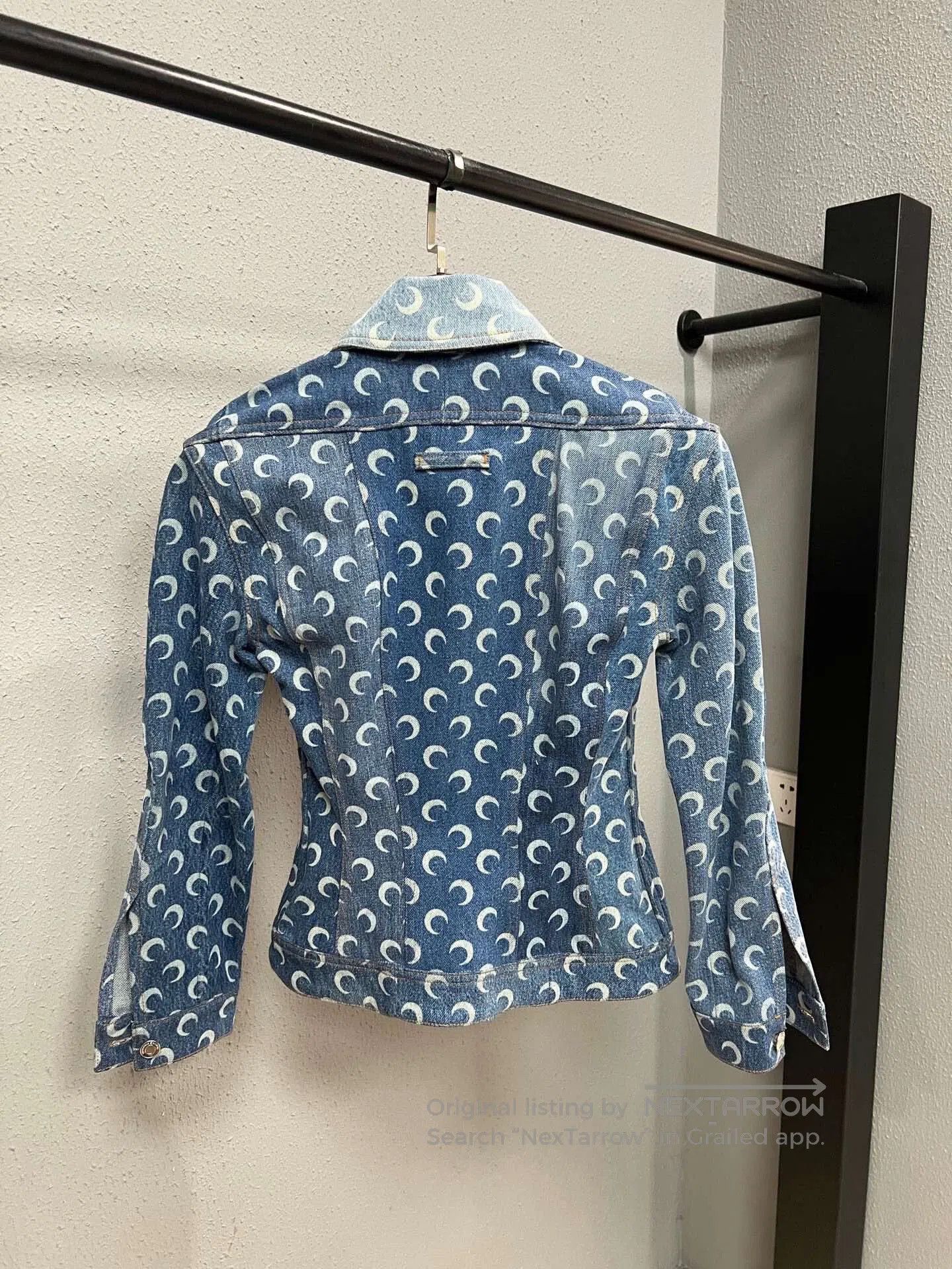 Marine Serre Marine Serre Moon All-Over Print Washed Denim Jacket| Size 35" - 2 Thumbnail